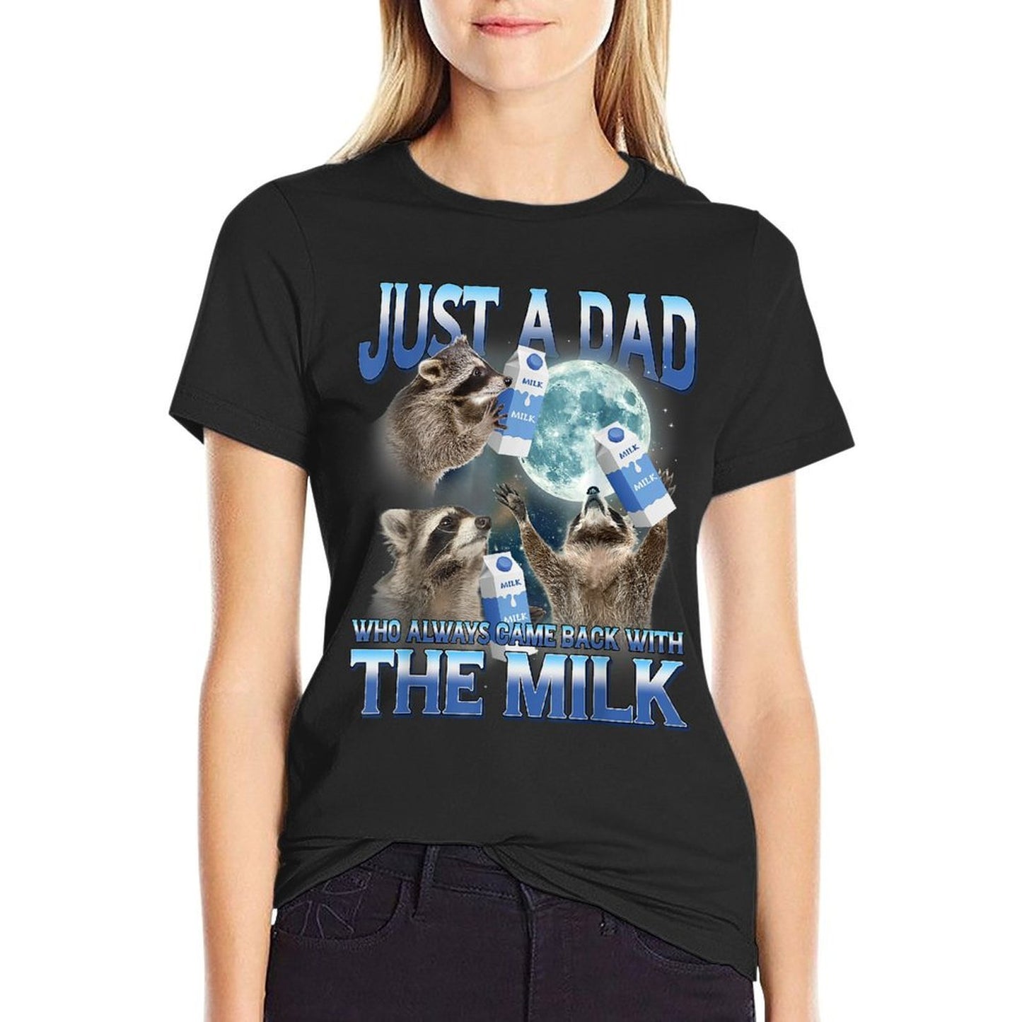 Just A Dad Who Always Came Back With The Milk Funny Dad Joke Polyester Blend T-Shirt
