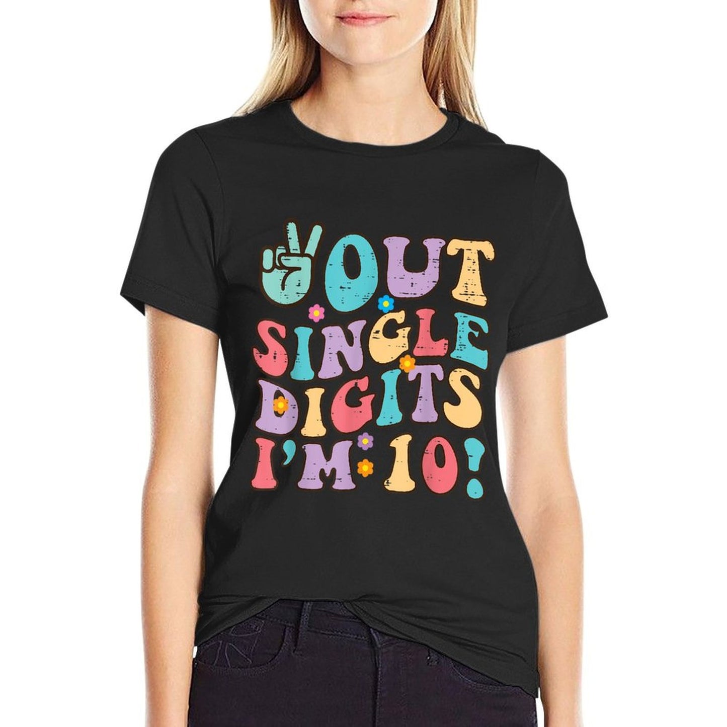 10th Birthday Peace Out Im 10 Years Old Groovy Girls Boys Moisture-wicking T-Shirt