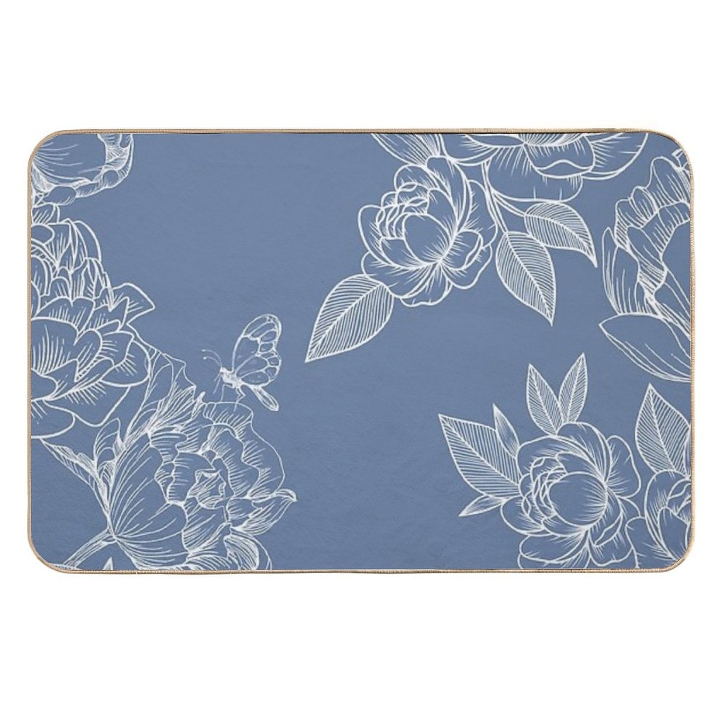 Cool Summer Floral Pattern Fade-Resistant Bath Mat