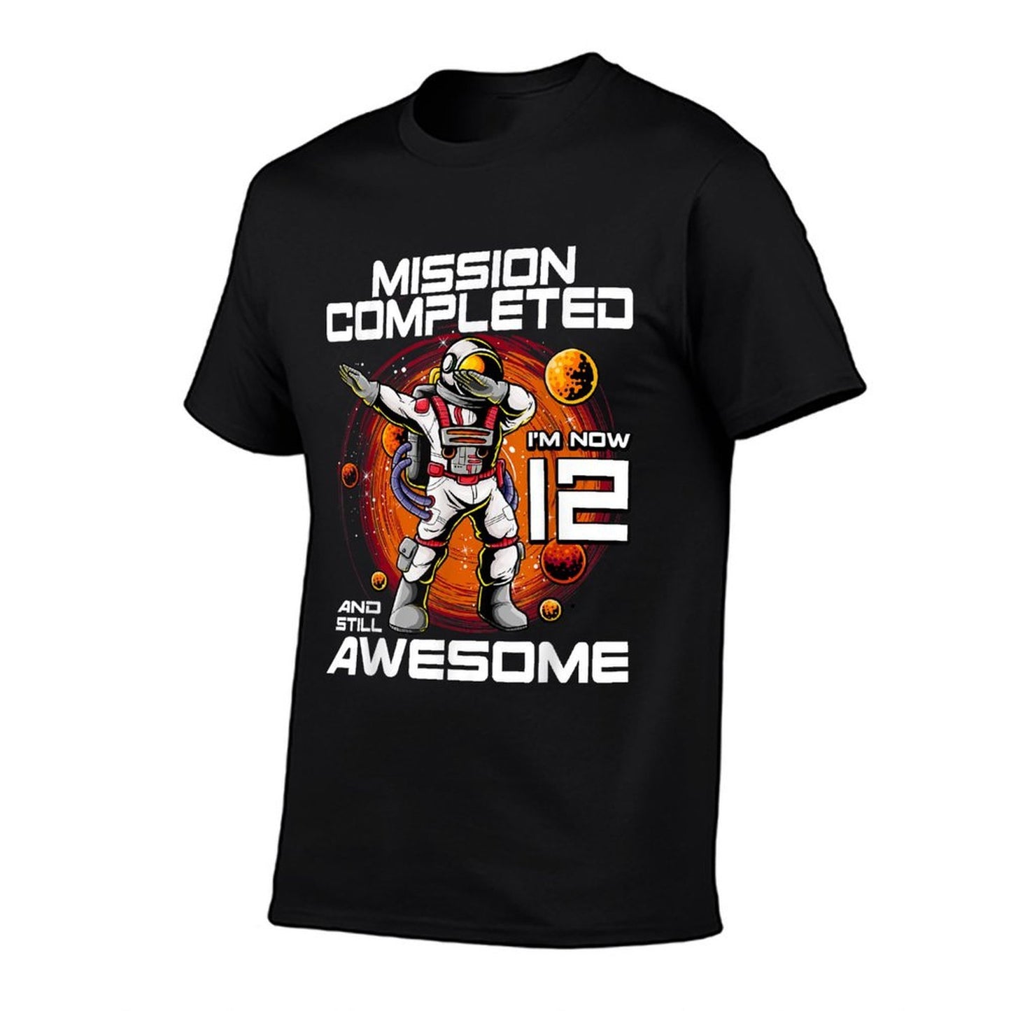 12th Birthday Astronaut 12 Years Old Outer Space Birthday Fade-proof Color T-Shirt