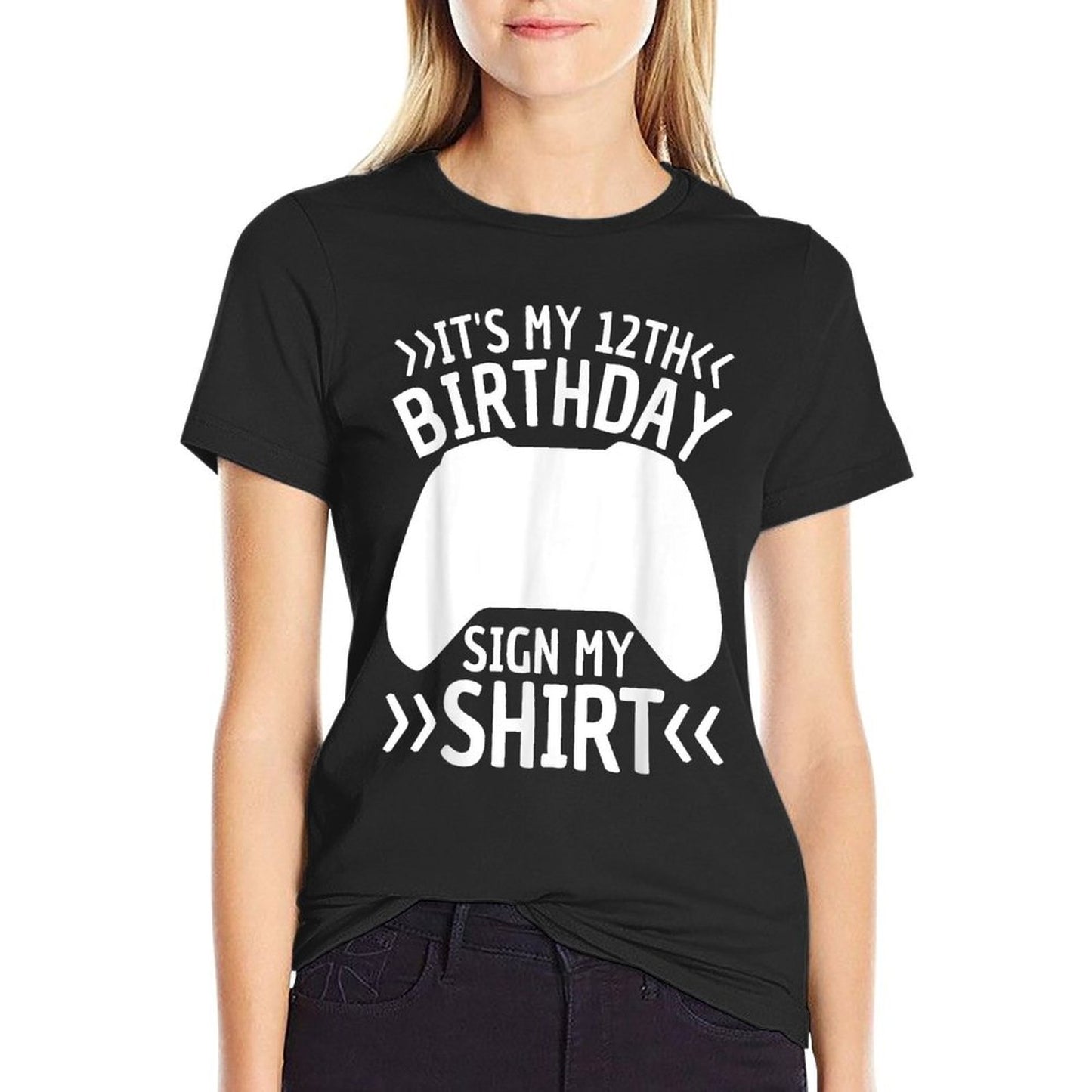 12 Years Old Boy Gamer Birthday Its My 12th Birthday Sign My Eco-friendly Material T-Shirt
