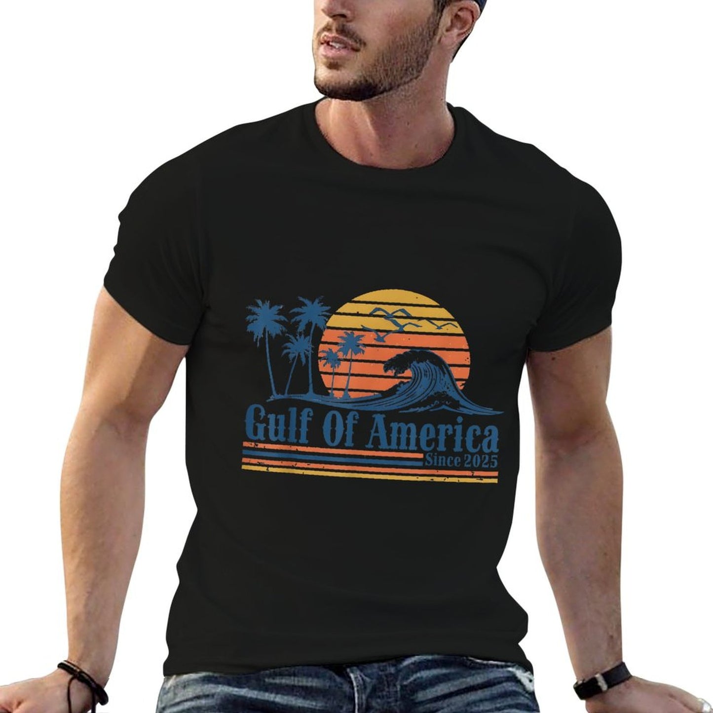 Retro Gulf Of USA America 2025 American Flag Gulf Mexico Classic T-Shirt