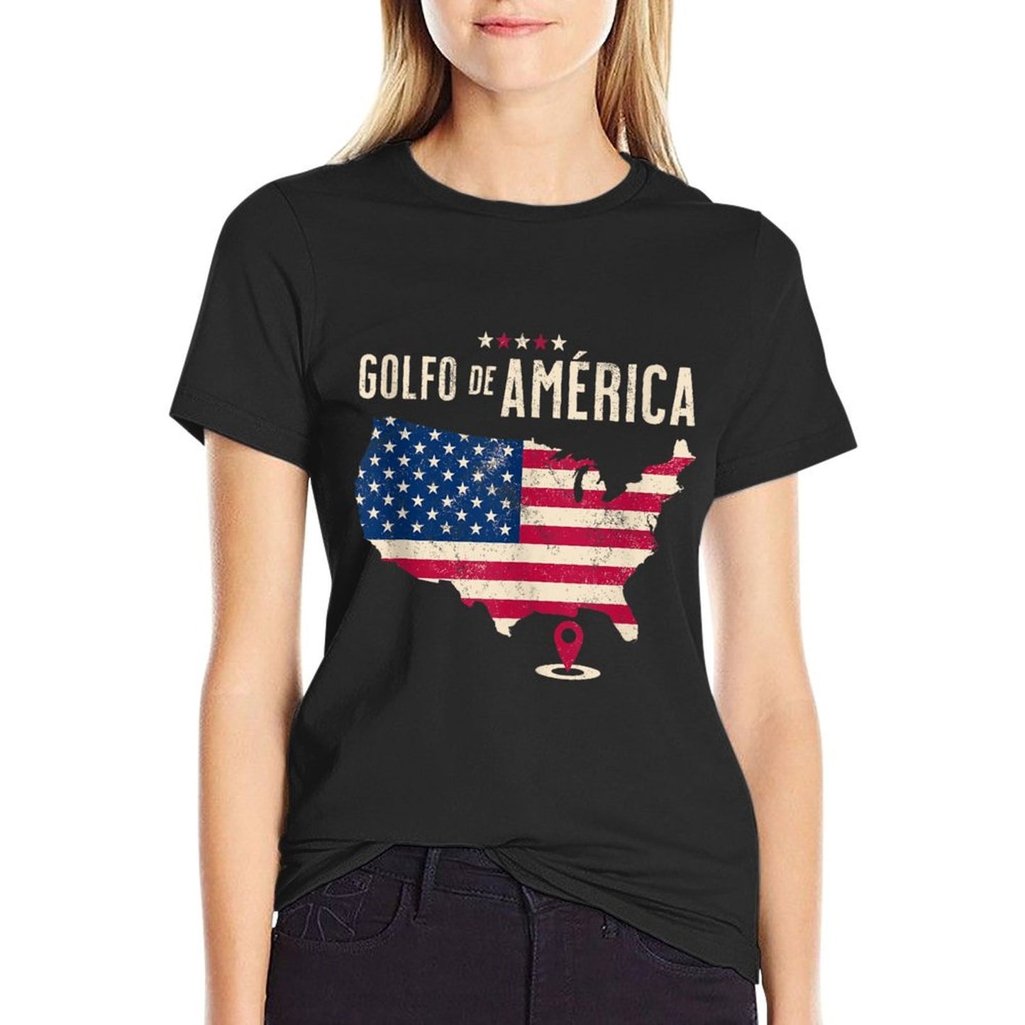 Gulf of US America Golfo De America Spanish Language Fade-proof Color T-Shirt