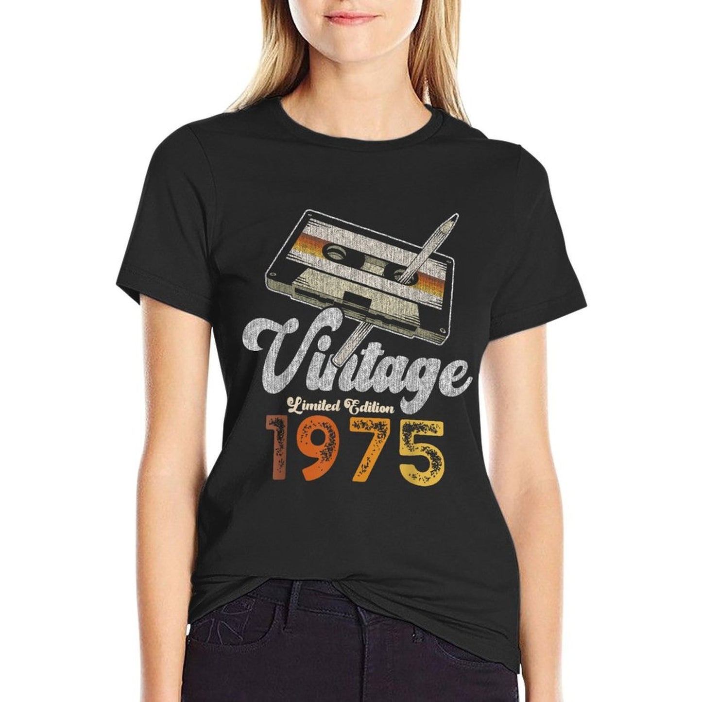 Vintage 1975 Cassette Pencil 50th Birthday Easy-care T-Shirt