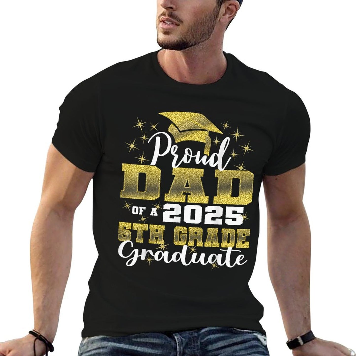 Proud Dad of 5th Grade Graduate 2025 Elementary Graduation Affordable Price T-Shirt