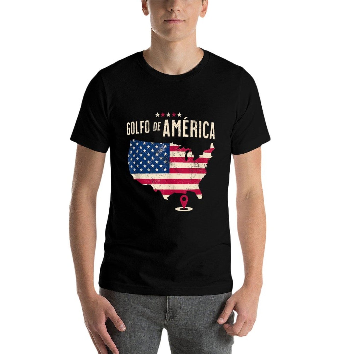 Gulf of US America Golfo De America Spanish Language Fade-proof Color T-Shirt