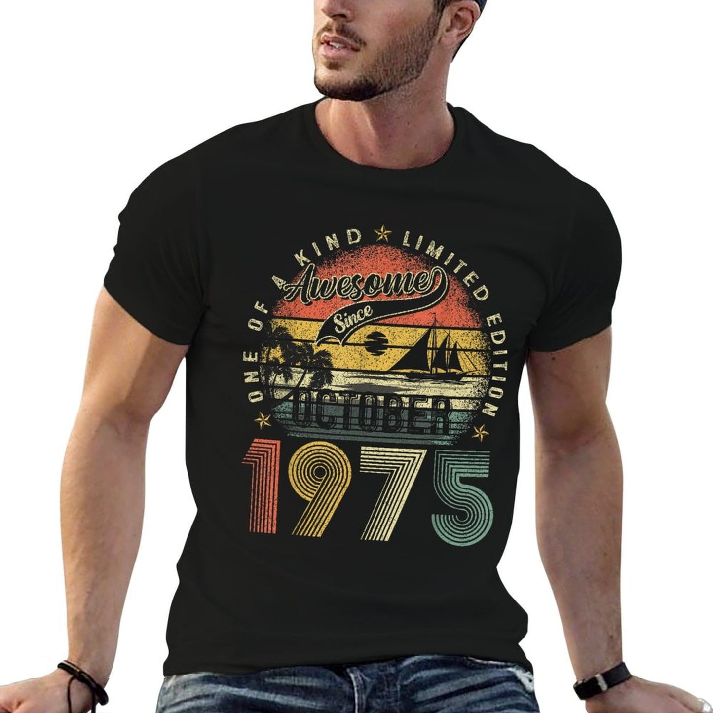 50 Year Old Vintage October 1975 Retro 50th Birthday Men Dad Relaxed-fit T-Shirt