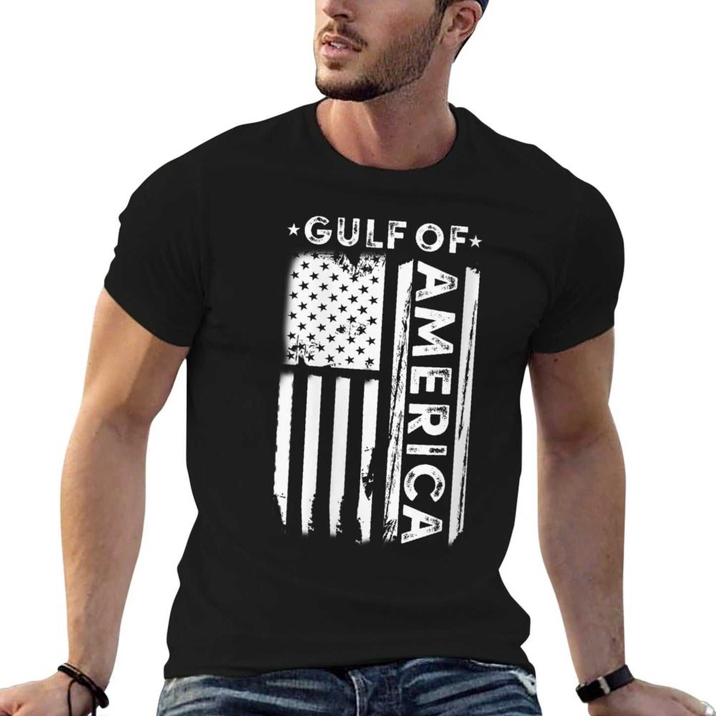 Womens America's Gulf - Gulf Of USA America Vintage American Flag V-Neck Graphic-printed T-Shirt
