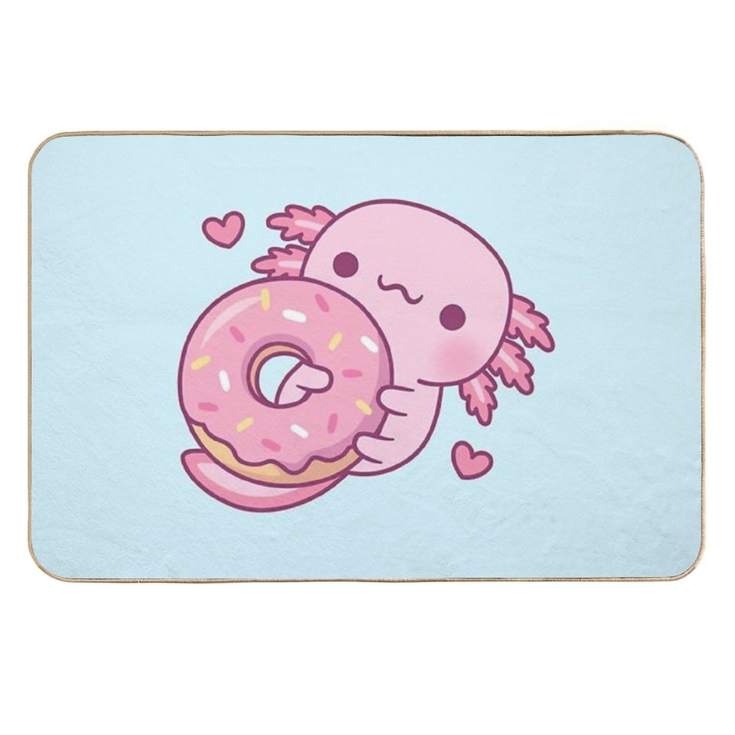 Cute Axolotl Hugging Donut Durable Bath Mat