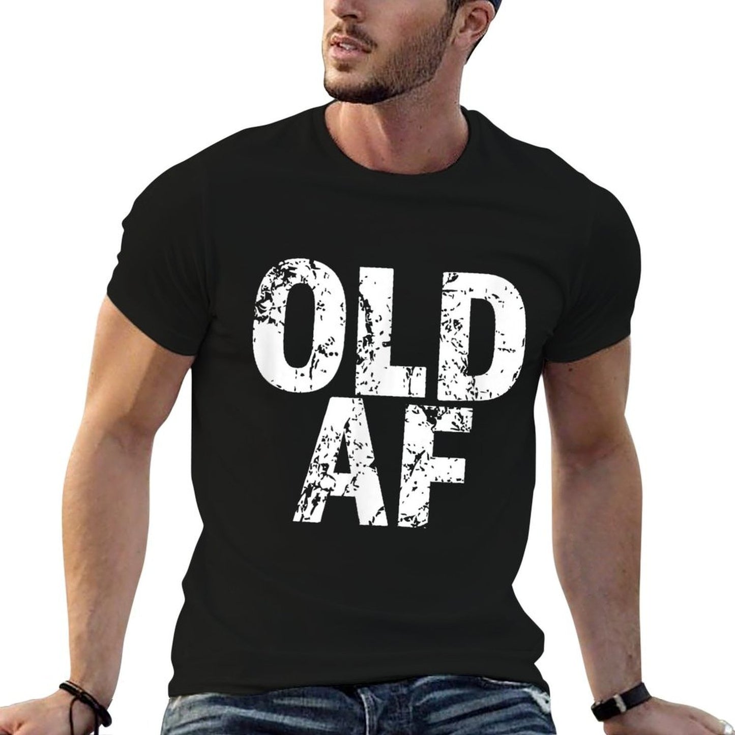 Funny Old AF Birthday Gift for Milestone Birthday 60th 50th Heathered Texture T-Shirt