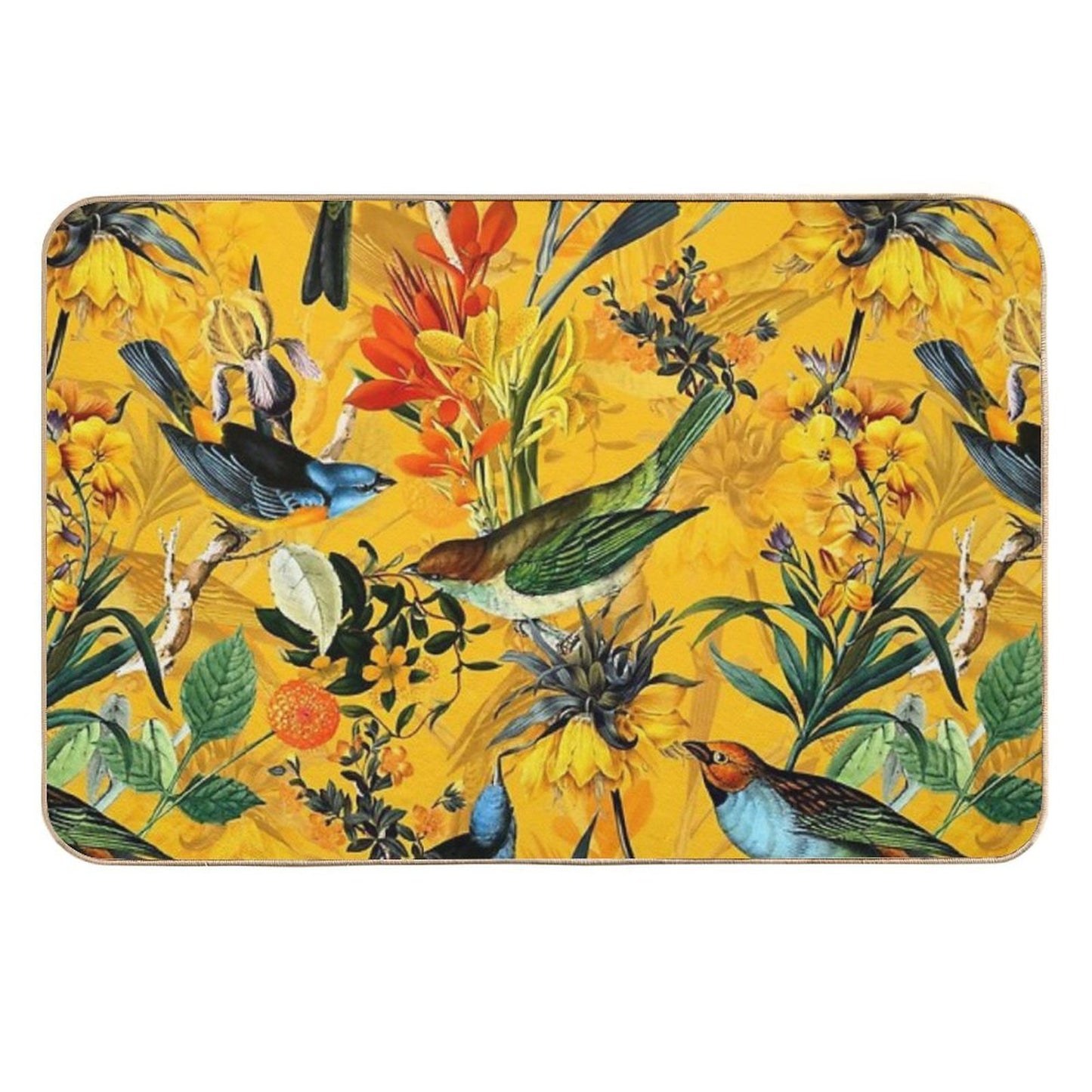 Pierre Joseph Redoute Vintage Flowers And Hummingbirds Nostalgic Botanical Garden Pattern Nightgarden Dirt-Trapping Bath Mat