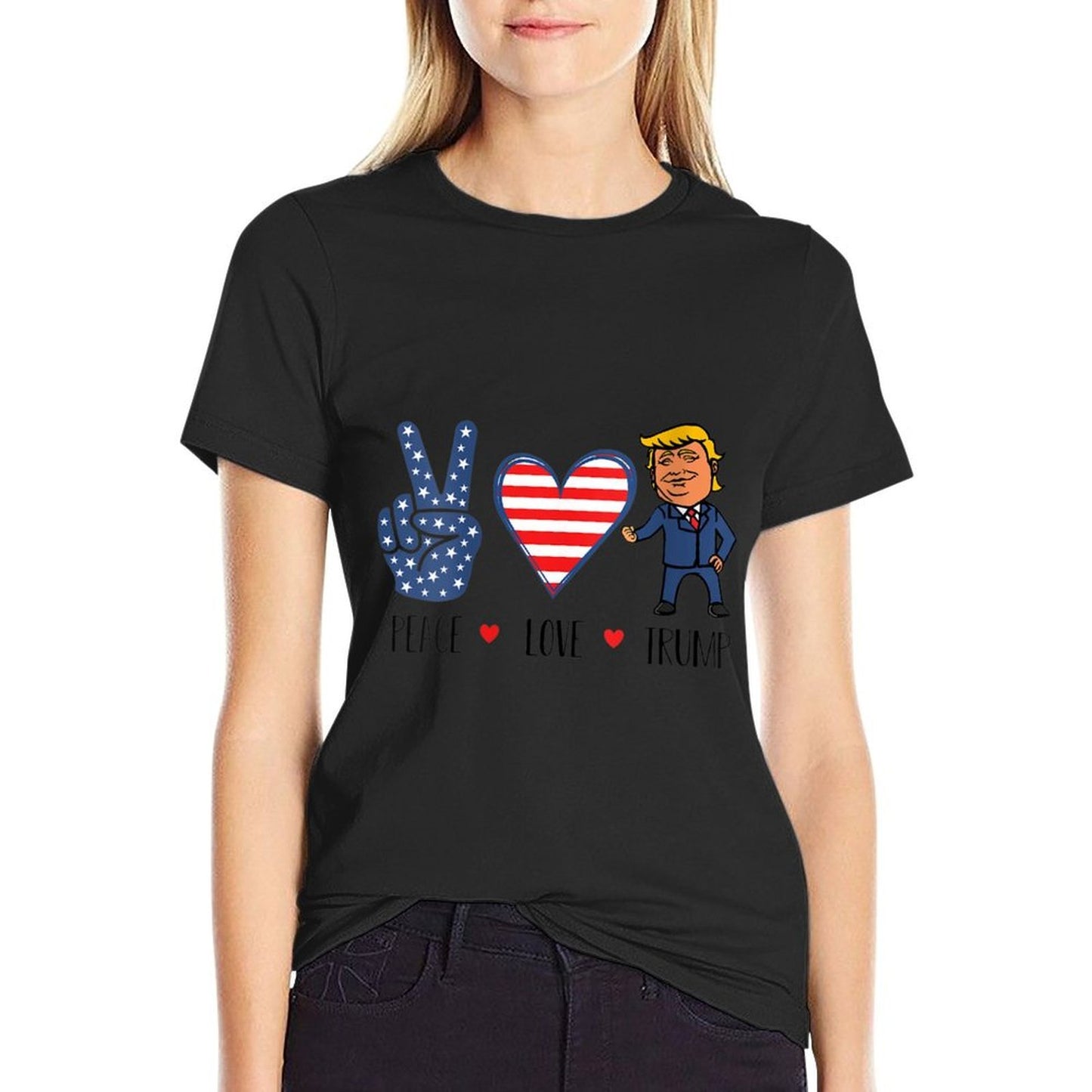 Womens Peace Love Donald Trump Cute America Vote Election 2020 Odor-resistant T-Shirt