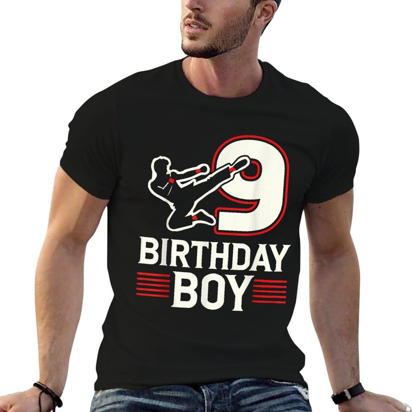 9 Birthday Boy Karate Enthusiast Stretchy T-Shirt