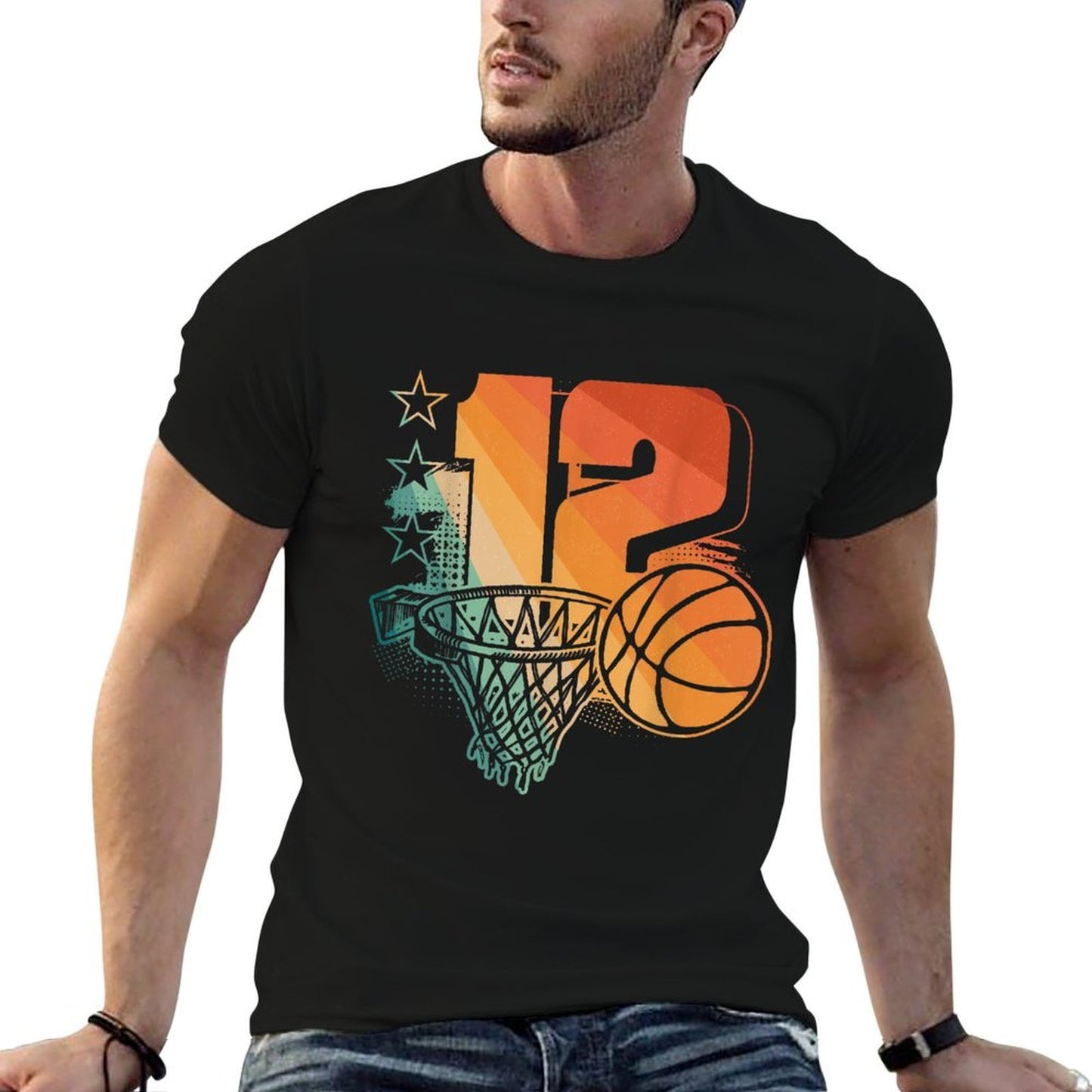 12th Birthday Boy Basketball Player Basketball 12 Years Old Summer-ready Fabric T-Shirt