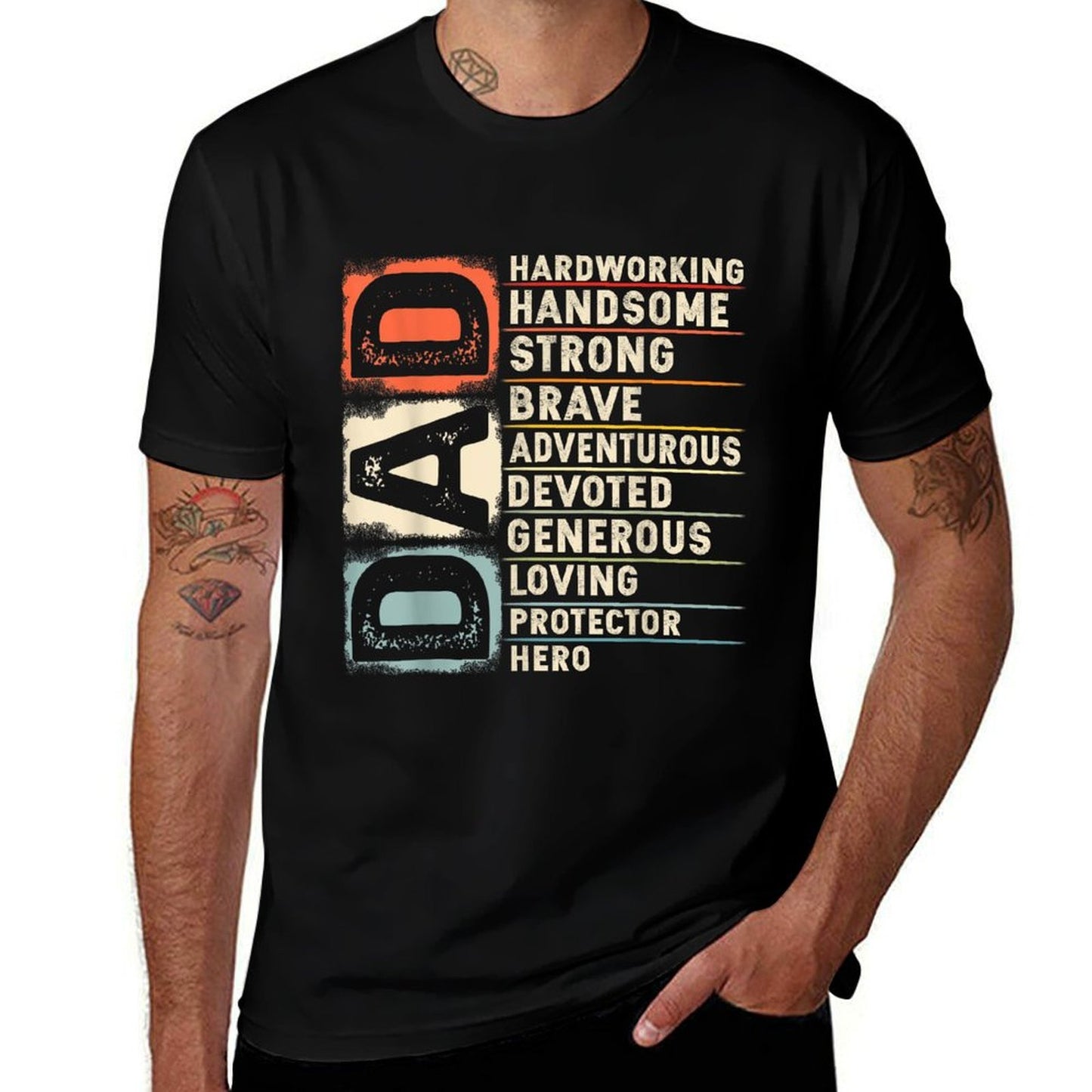 Vintage Funny Definition of Dad Retro Meme Joke Father's Day Ribbed Collar T-Shirt