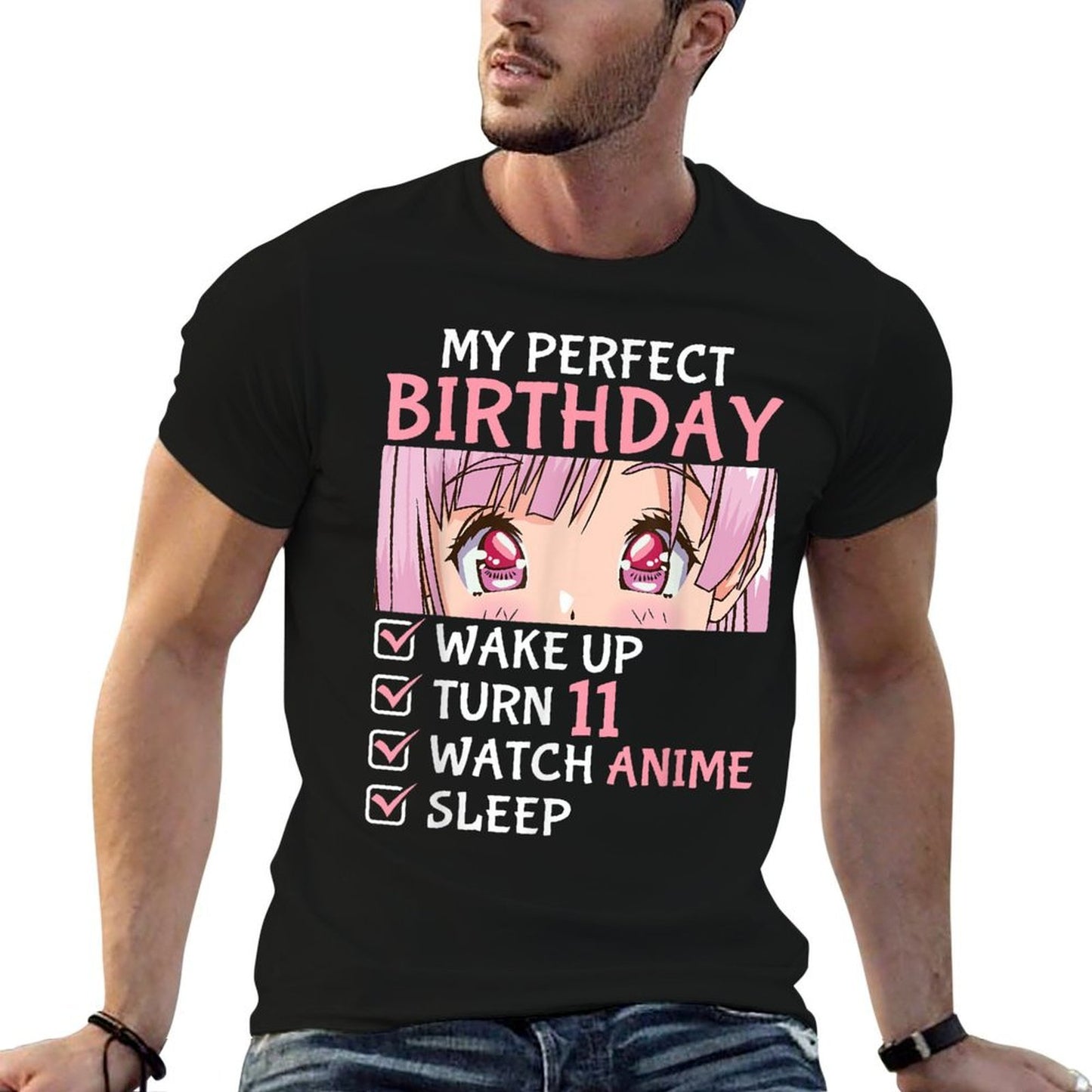 11th Birthday Watch Anime 11 Years Old Animen Girls Slim-fit Cut T-Shirt