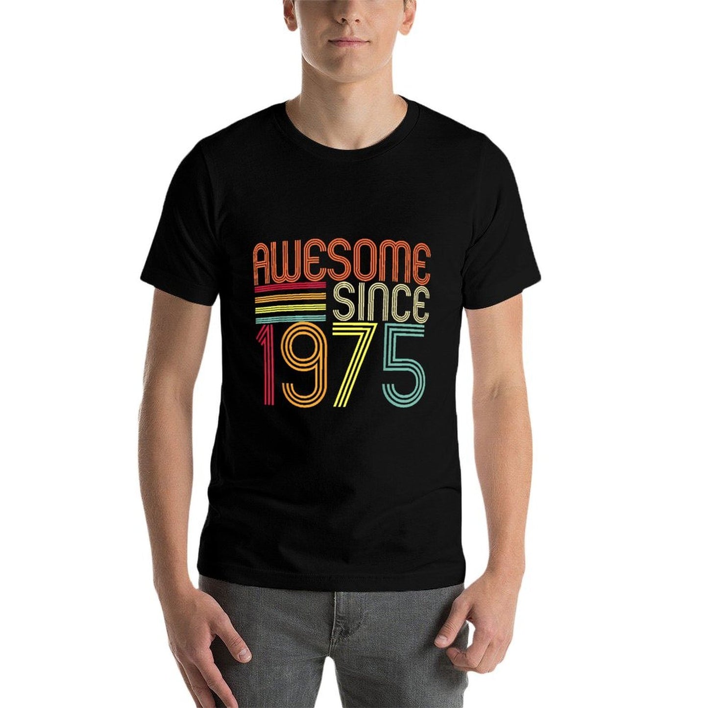50 Years Old Awesome Since 1975 50th Birthday Men Women Rolled Sleeves T-Shirt