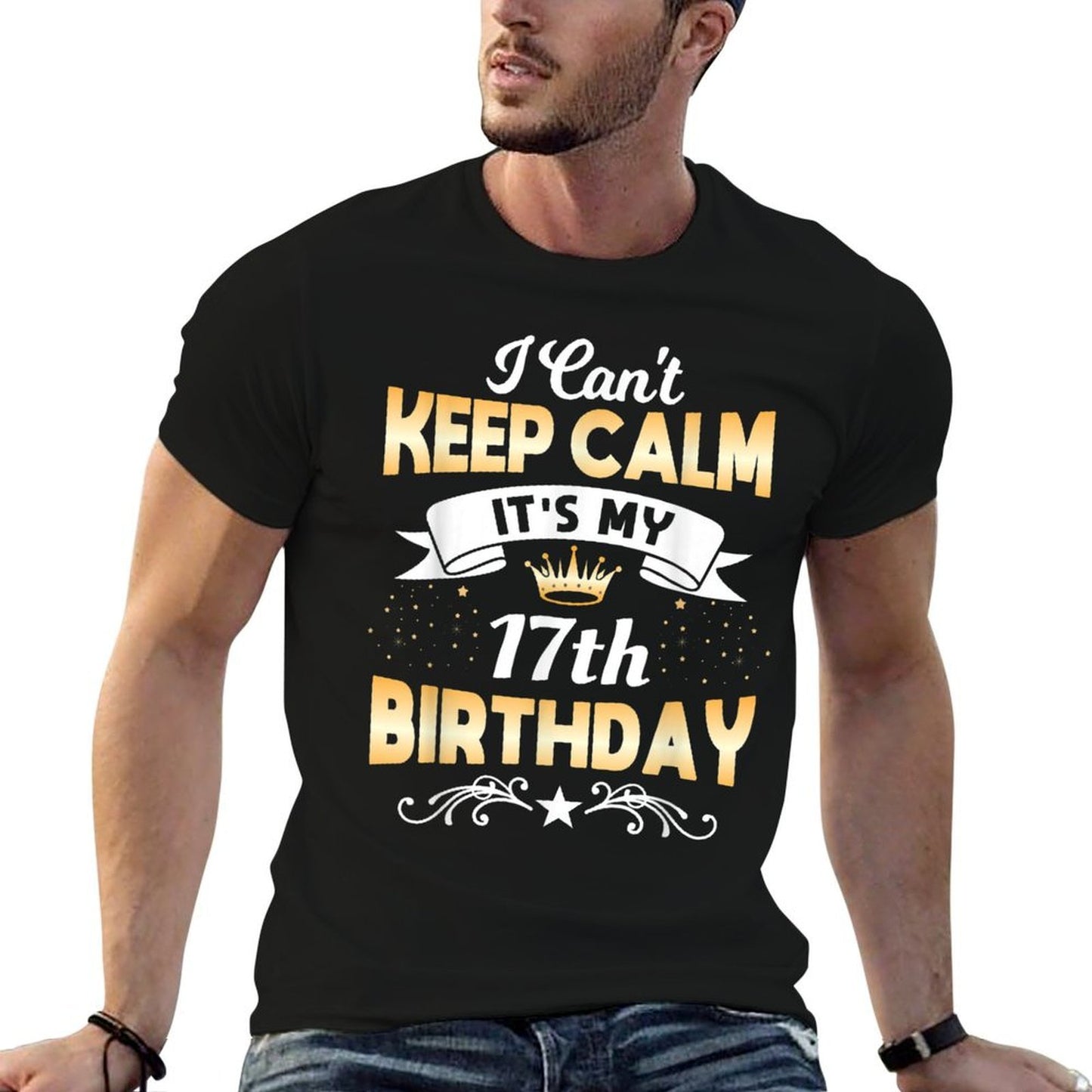 17 Years Old Shirt I Can't Keep Calm It's My 17th Birthday Polyester Blend T-Shirt