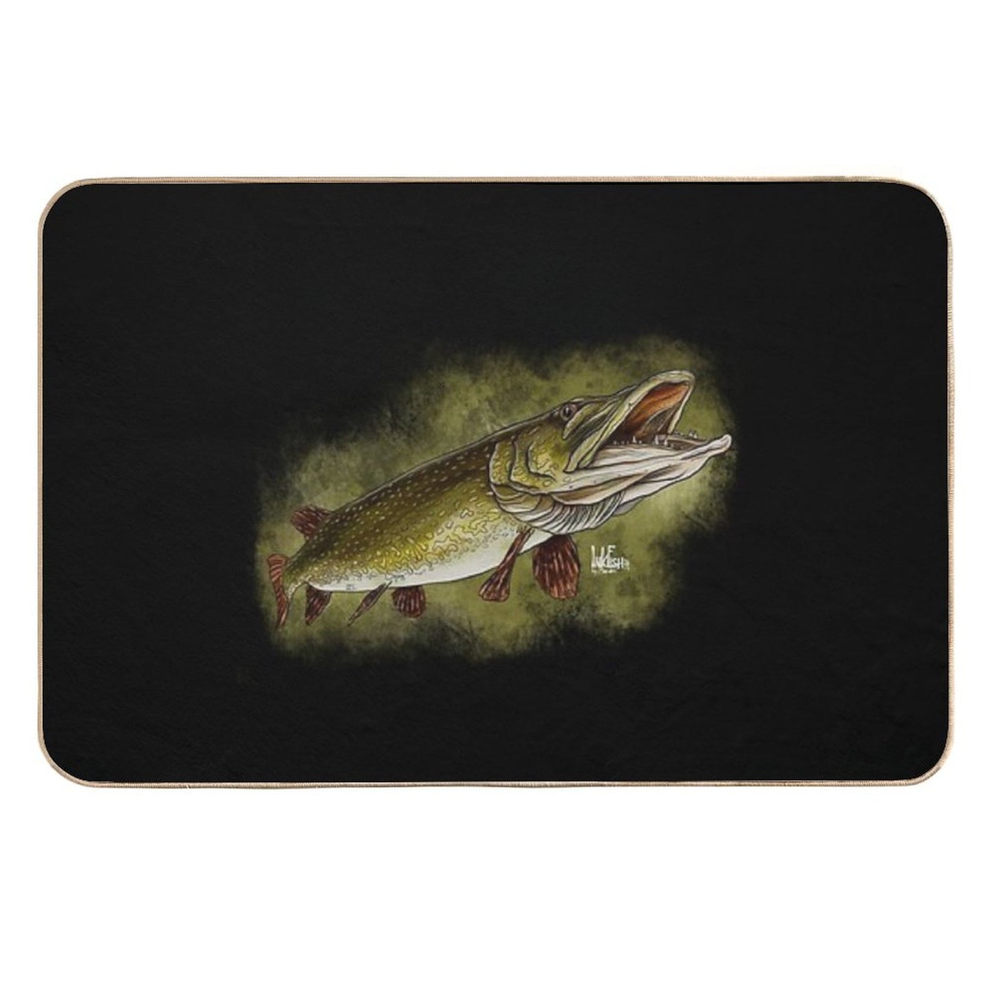 Open Mouth Pike Fade-Resistant Bath Mat