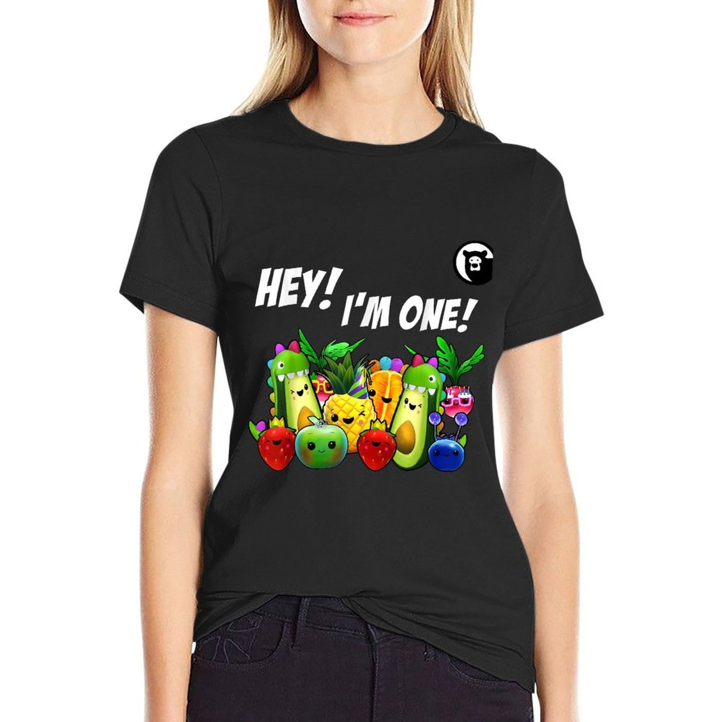 Hey I'm One Birthday Boy Funny Fruit Birthday Hey Bear Eco-friendly Material T-Shirt
