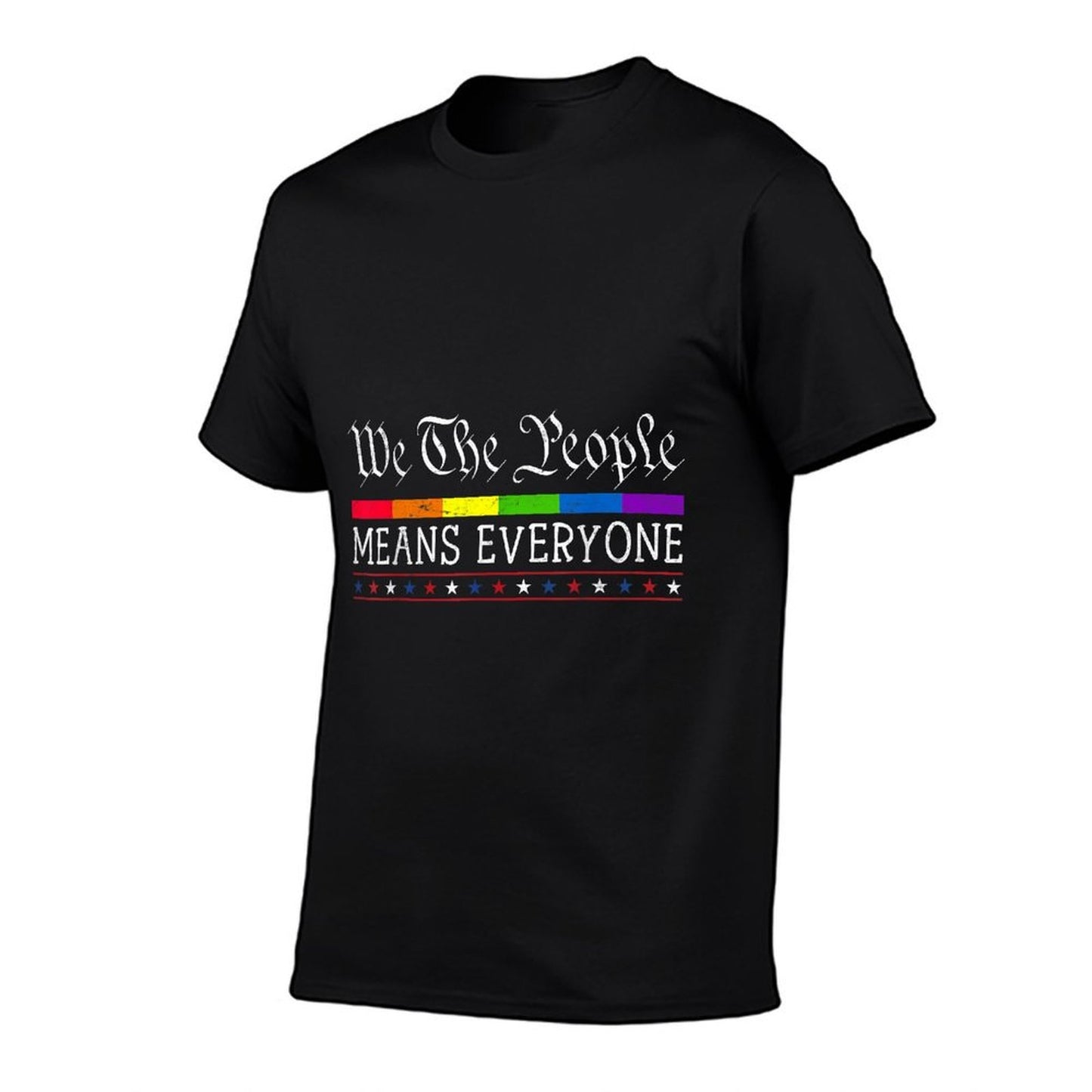 We The People Means Everyone US Constitution LGBT Pride Ribbed Collar T-Shirt