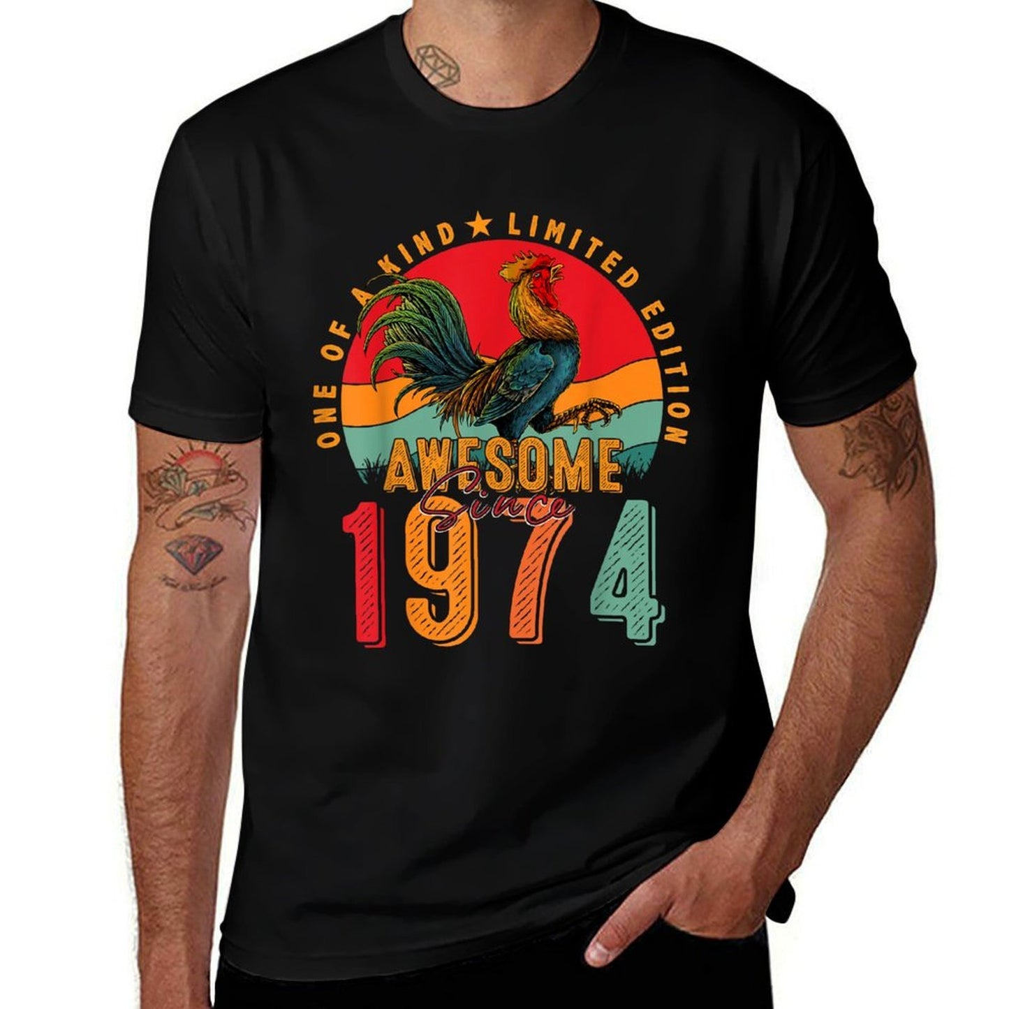 50th Birthday Chicken Awesome Since 1974 Farmer 50 Years Old Stretchy T-Shirt