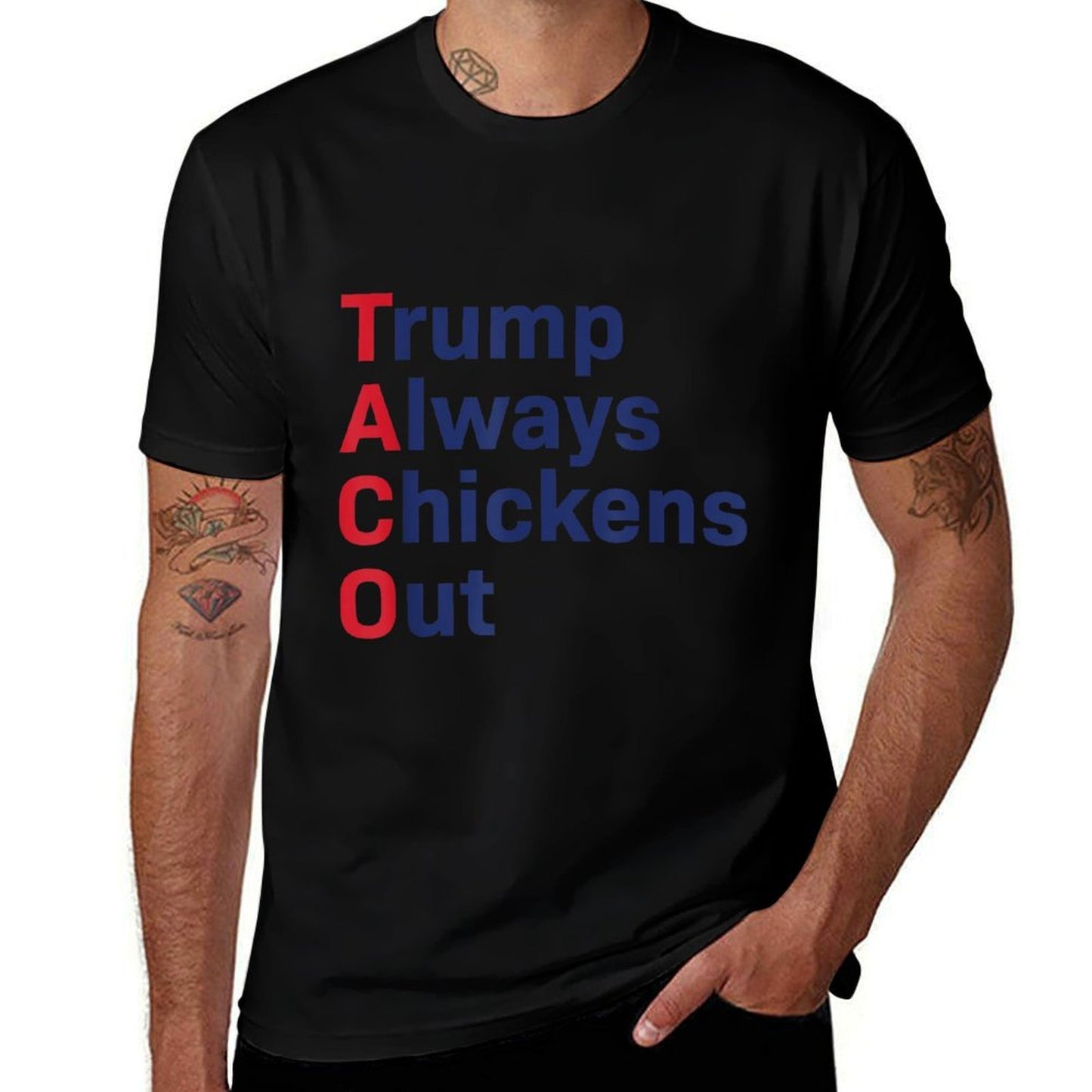 Funny Taco Trump Always Chickens Out Slim-fit Cut T-Shirt