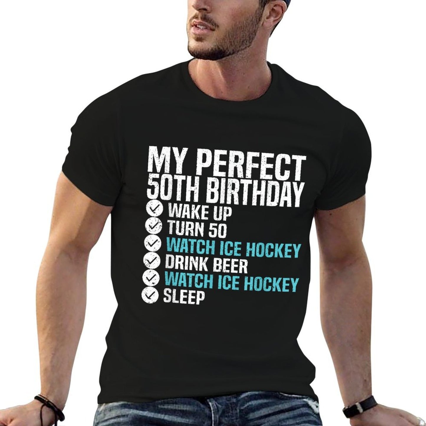 50 Years Old Perfect 50th Birthday Ice Hockey 50th Birthday Easy-care T-Shirt