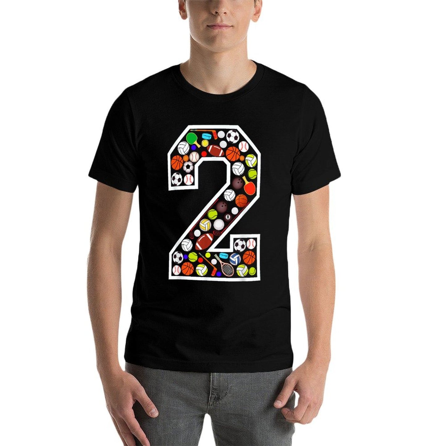 Kids 2nd Birthday Sports Big Number Two 2 Year Old Boy Soft T-Shirt