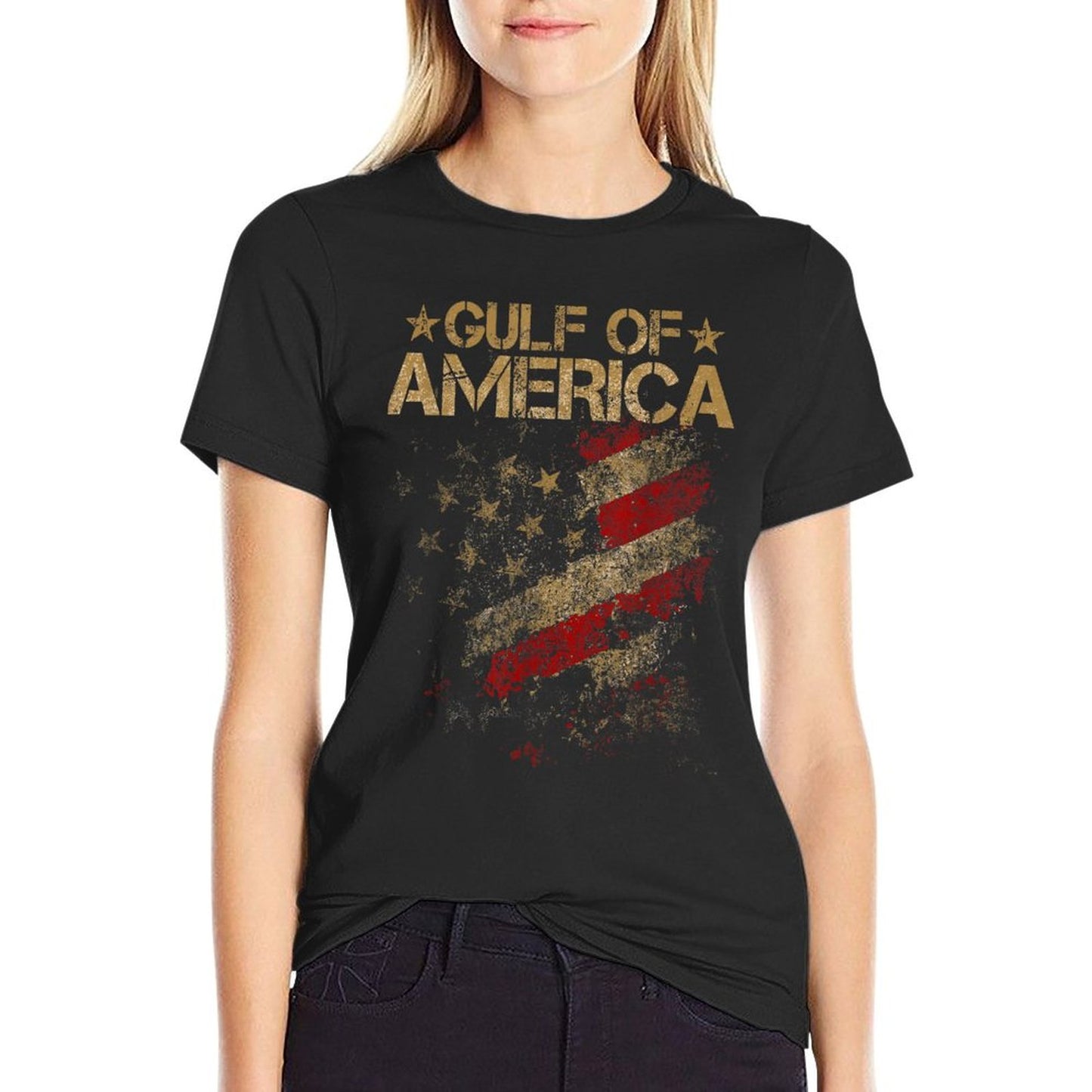 Gulf of USA America Vintage American Flag Patriotic Summer-ready Fabric T-Shirt