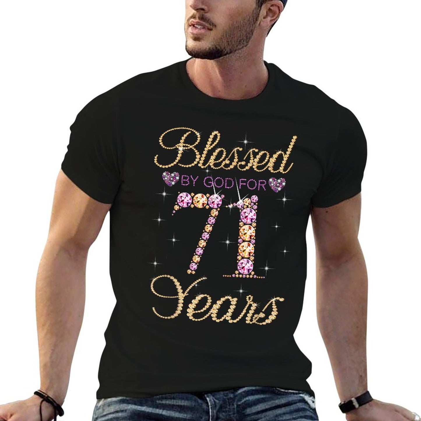 Blessed By God For 71 Years Funny 71st Birthday Women Eco-friendly Material T-Shirt