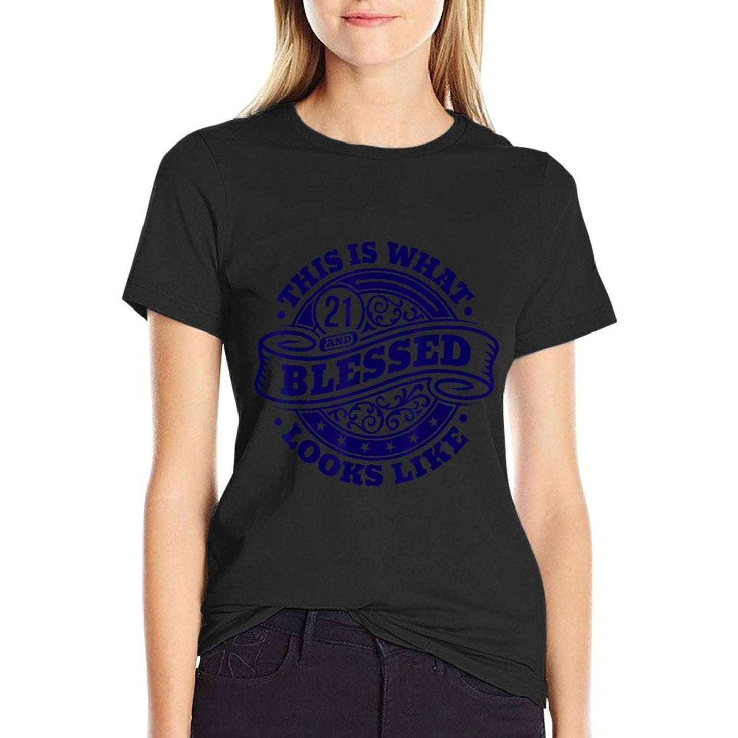 21st Birthday Age 21 Blessed I Religious 21st Birthday Tagless Design T-Shirt