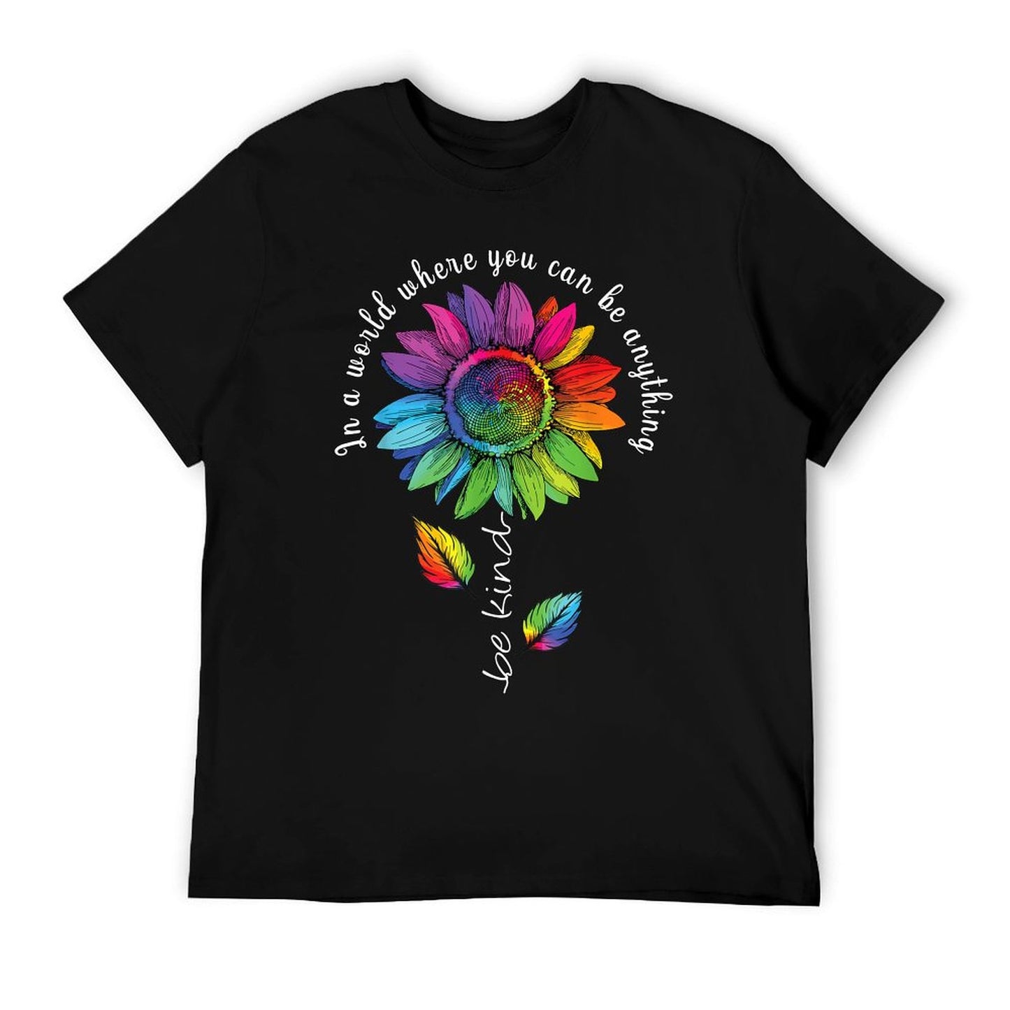 LGBTQ Rainbow Sunflower Be Kind Gay Love Pride Flower Wrinkle-resistant T-Shirt