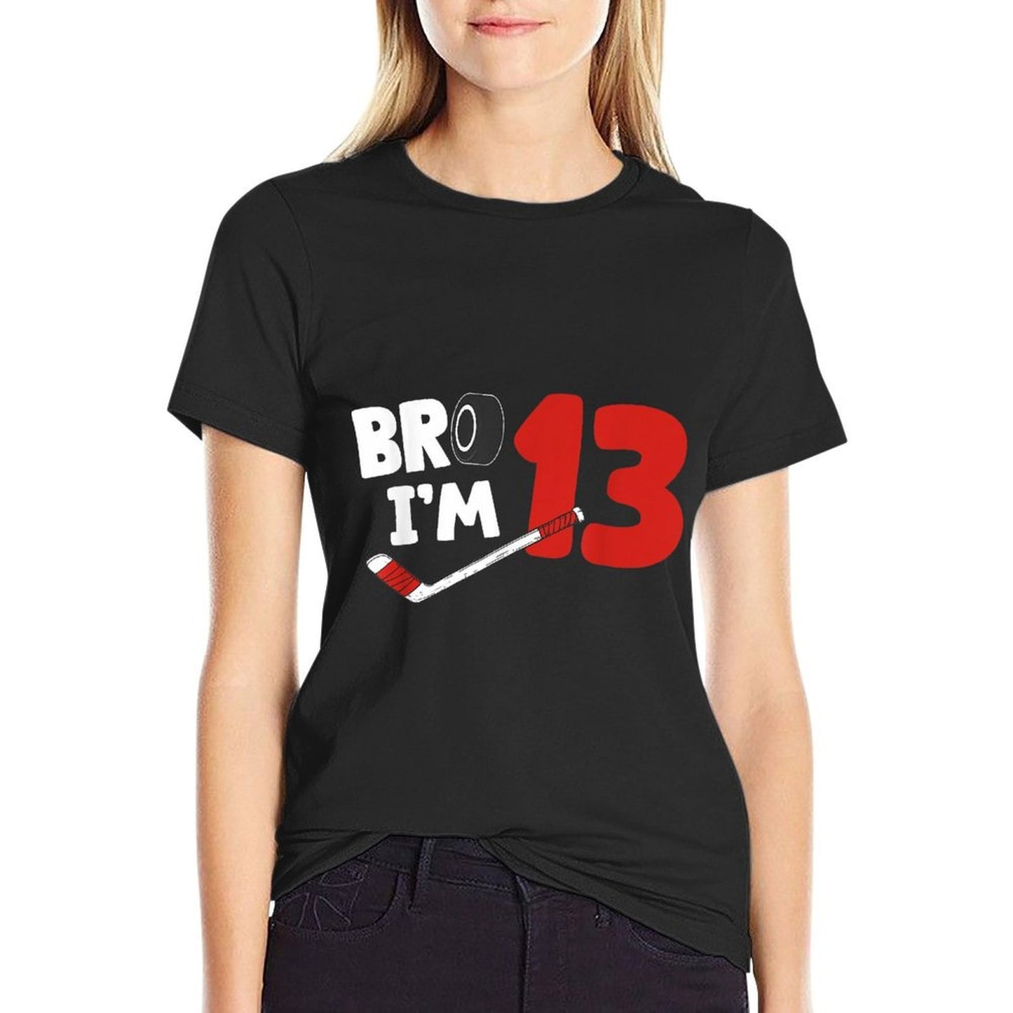13th Birthday Boy Bro I'm 13 Year Old Hockey Theme Slim-fit Cut T-Shirt