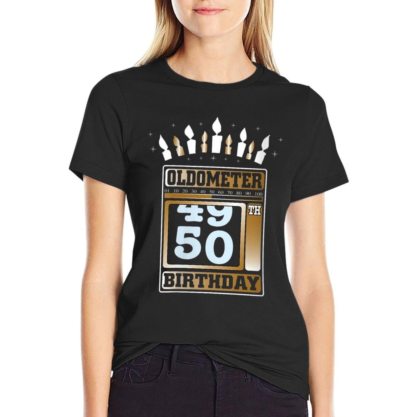 Womens Oldometer 49-50 50th Birthday Funny Gift Moisture-wicking T-Shirt
