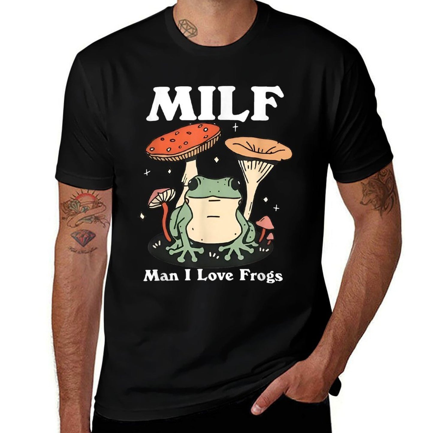 MILF Man I Love Frogs Vintage Retro Frog And Mushroom Funny Quick-drying T-Shirt