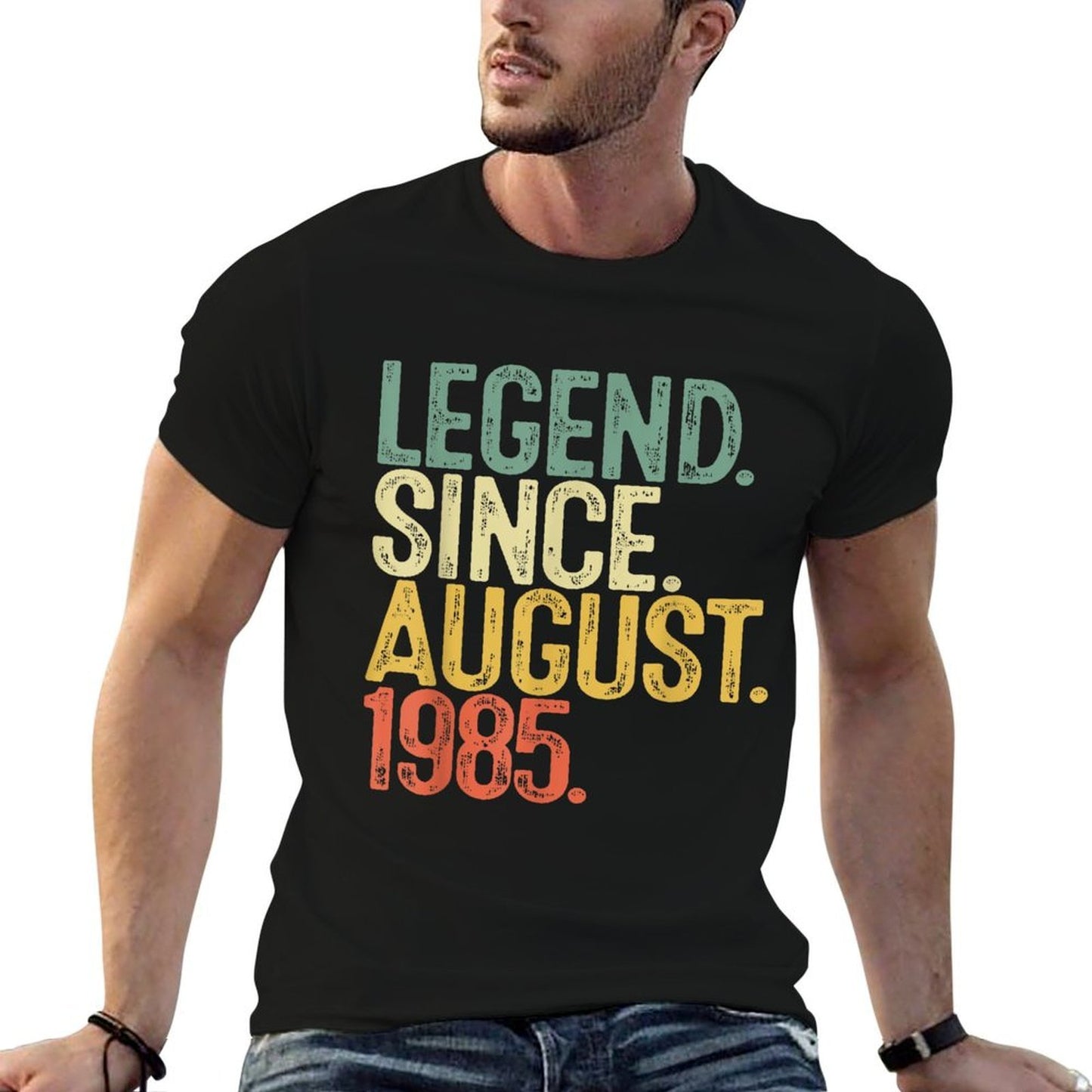 40 Year Old Gifts Legend August 1985 40th Birthday Men Women Fade-proof Color T-Shirt