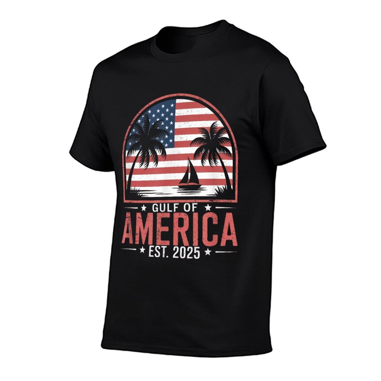 Retro Gulf Of USA America Est 2025 Gulf Mexico American Flag Trendy Pattern T-Shirt