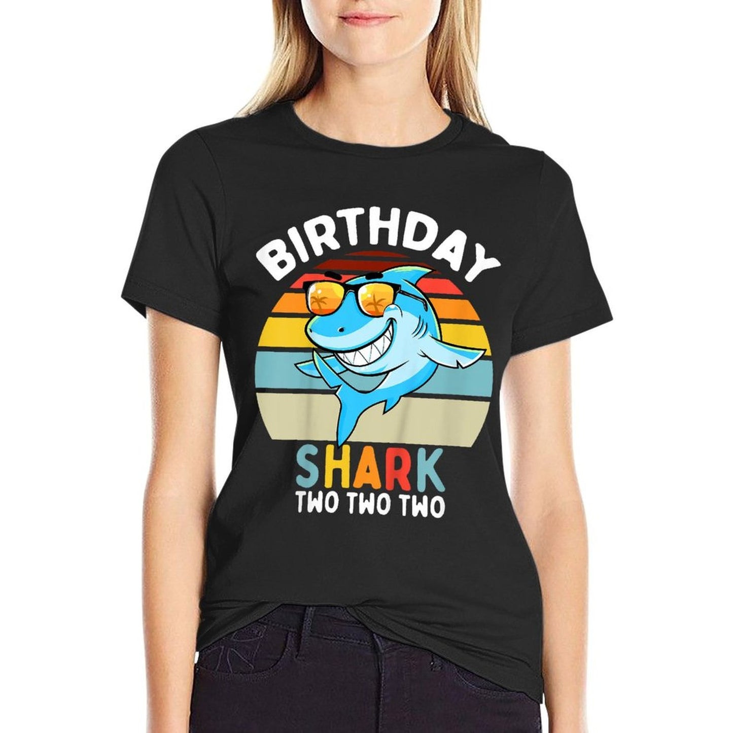 2nd Birthday Boy Shark 2 Year Old Boys Matching Family Odor-resistant T-Shirt