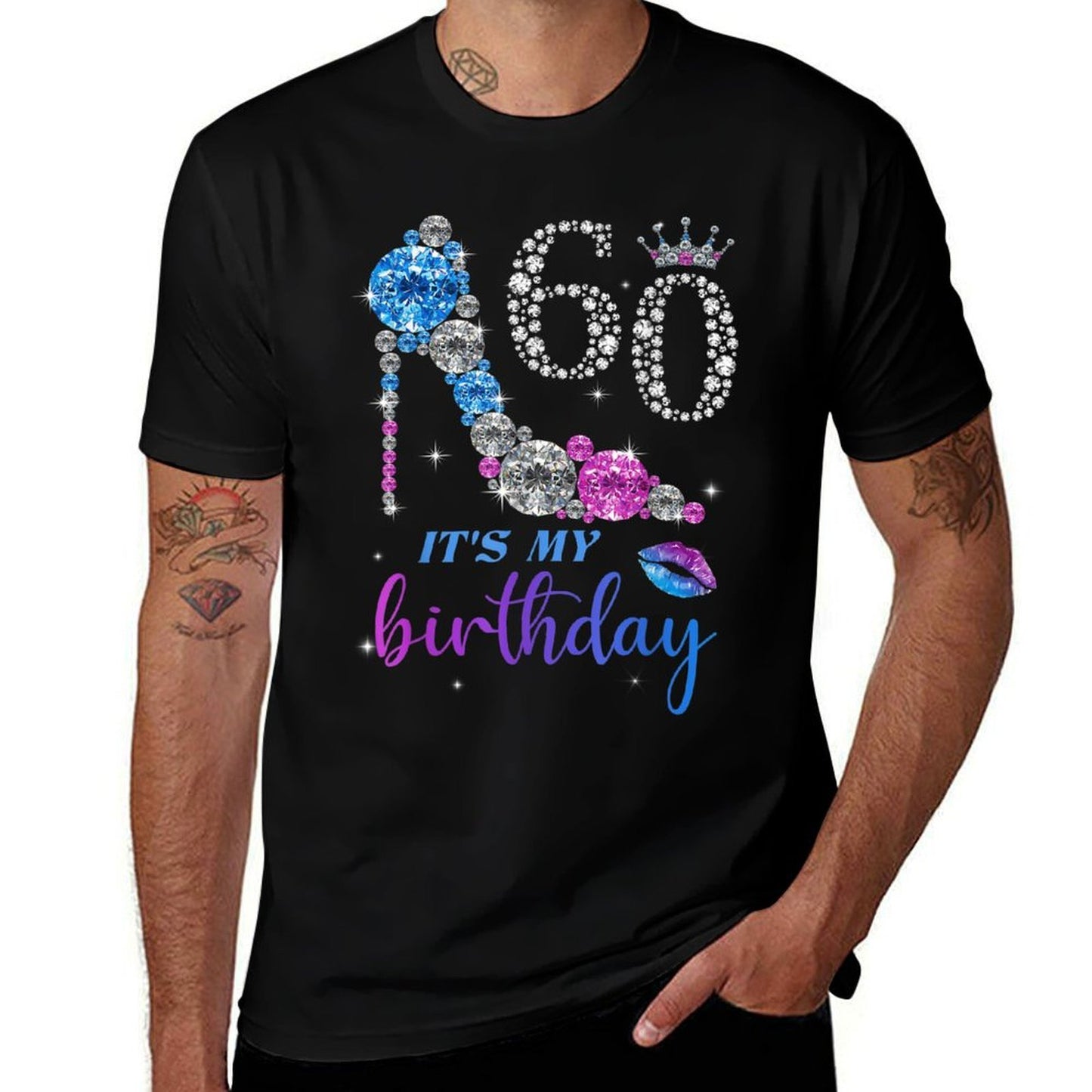 Women It's My 60th Purple Shoe Crown Happy 60th Birthday Heathered Texture T-Shirt