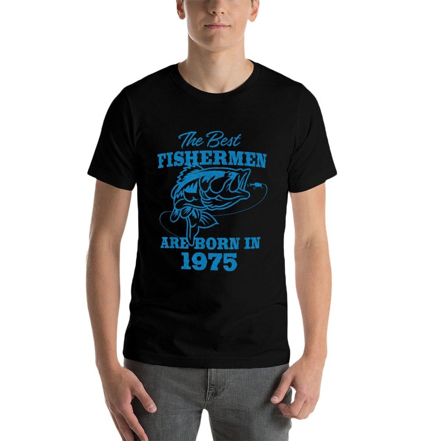 50 Year Old Fisherman Fishing 1975 50th Birthday Rolled Sleeves T-Shirt