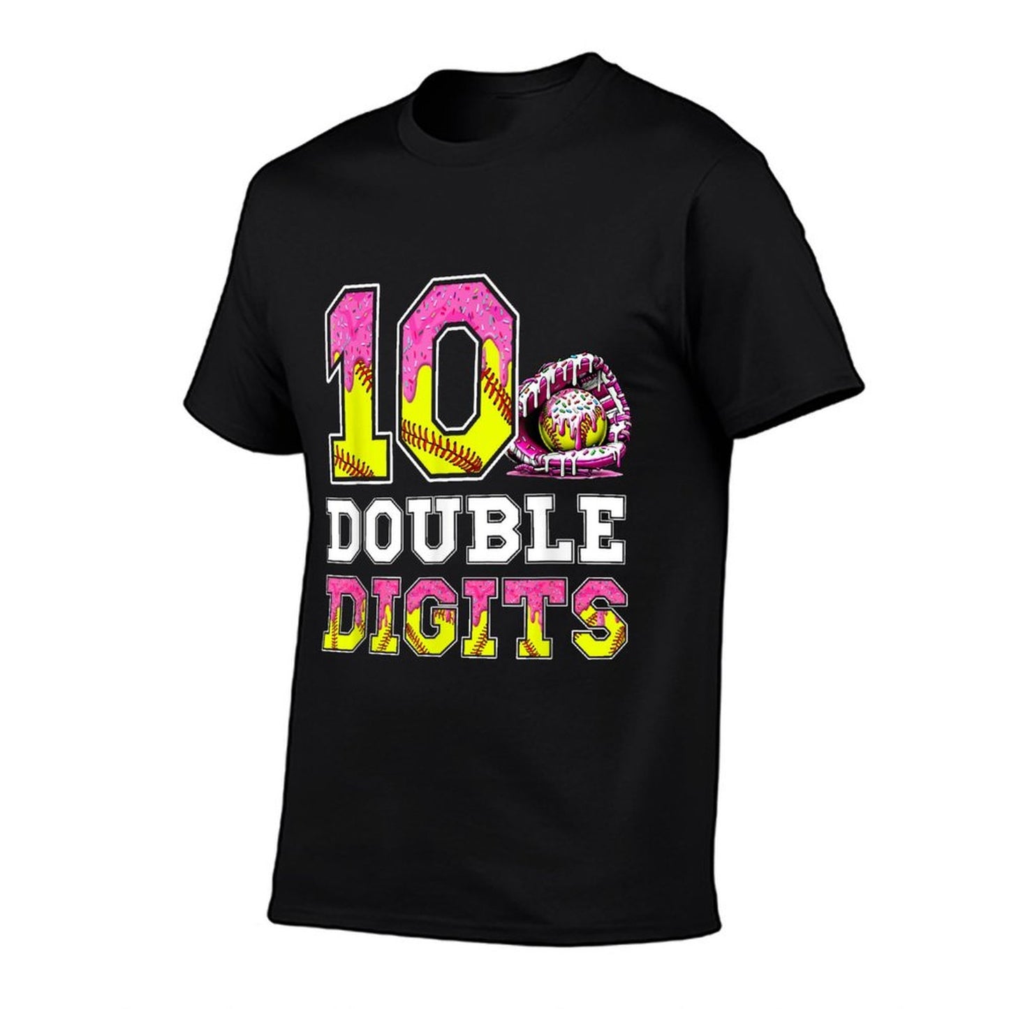 10 Double Digits 10th Birthday Girl Softball 10 Year Old Polyester Blend T-Shirt