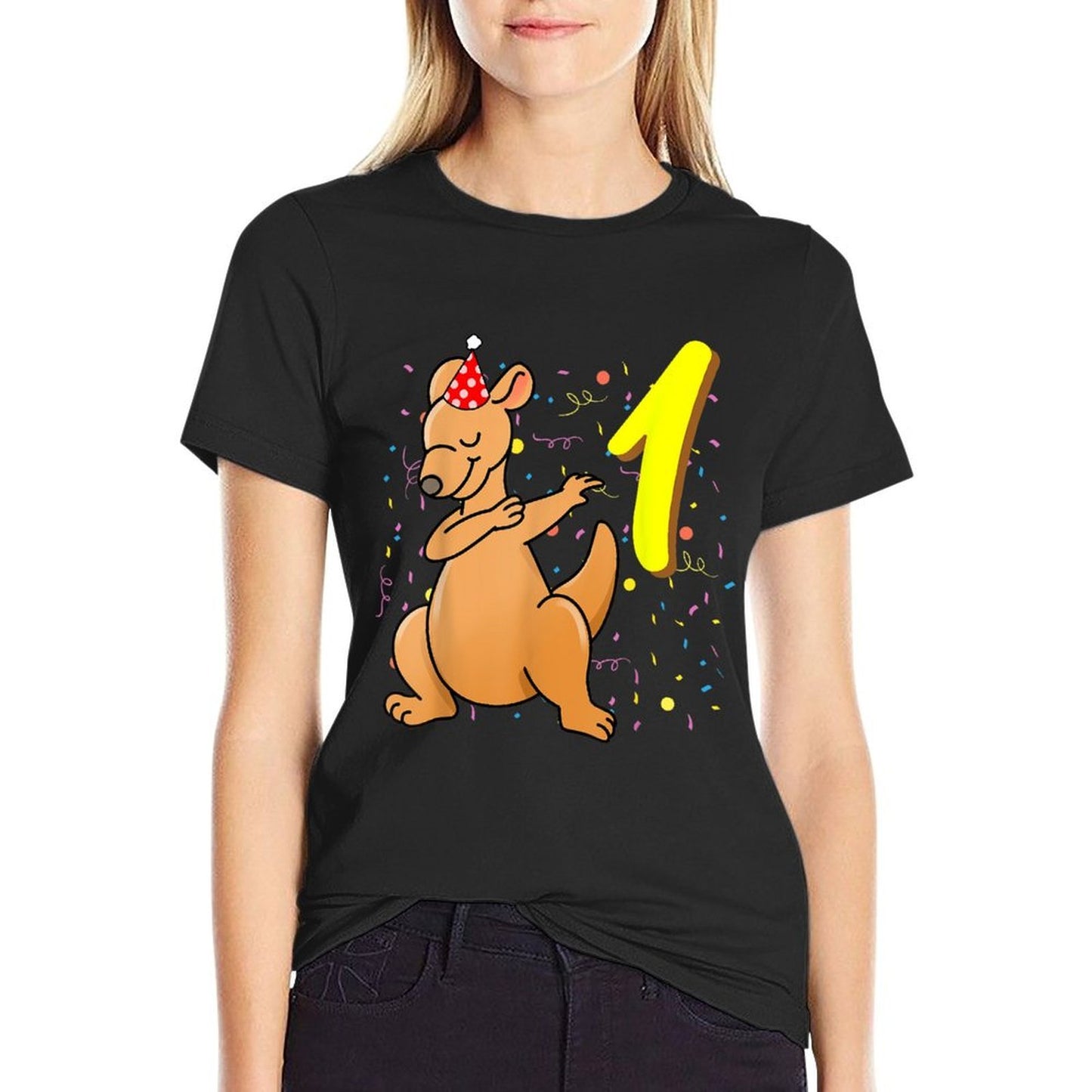 1 Year Old Kangaroo Birthday Slim-fit Cut T-Shirt