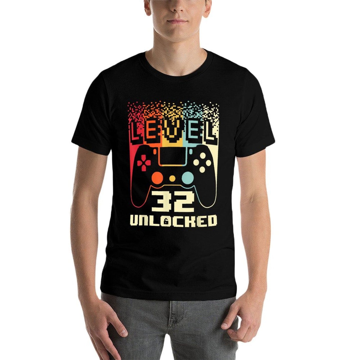 32nd Birthday For Men Level 32 Unlocked Gamer 32 Year Old Relaxed-fit T-Shirt