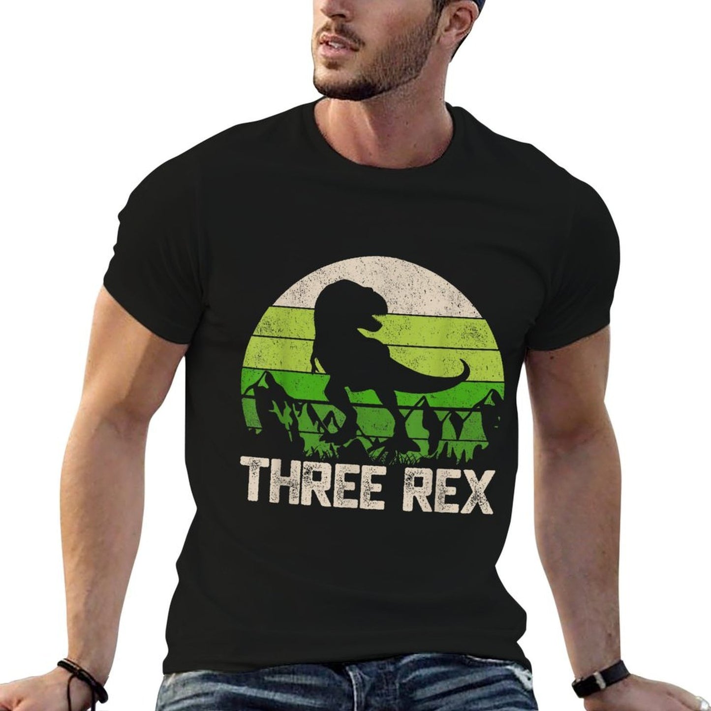 3 Year Old 3rd Birthday Three Rex Kids Slim-fit Cut T-Shirt