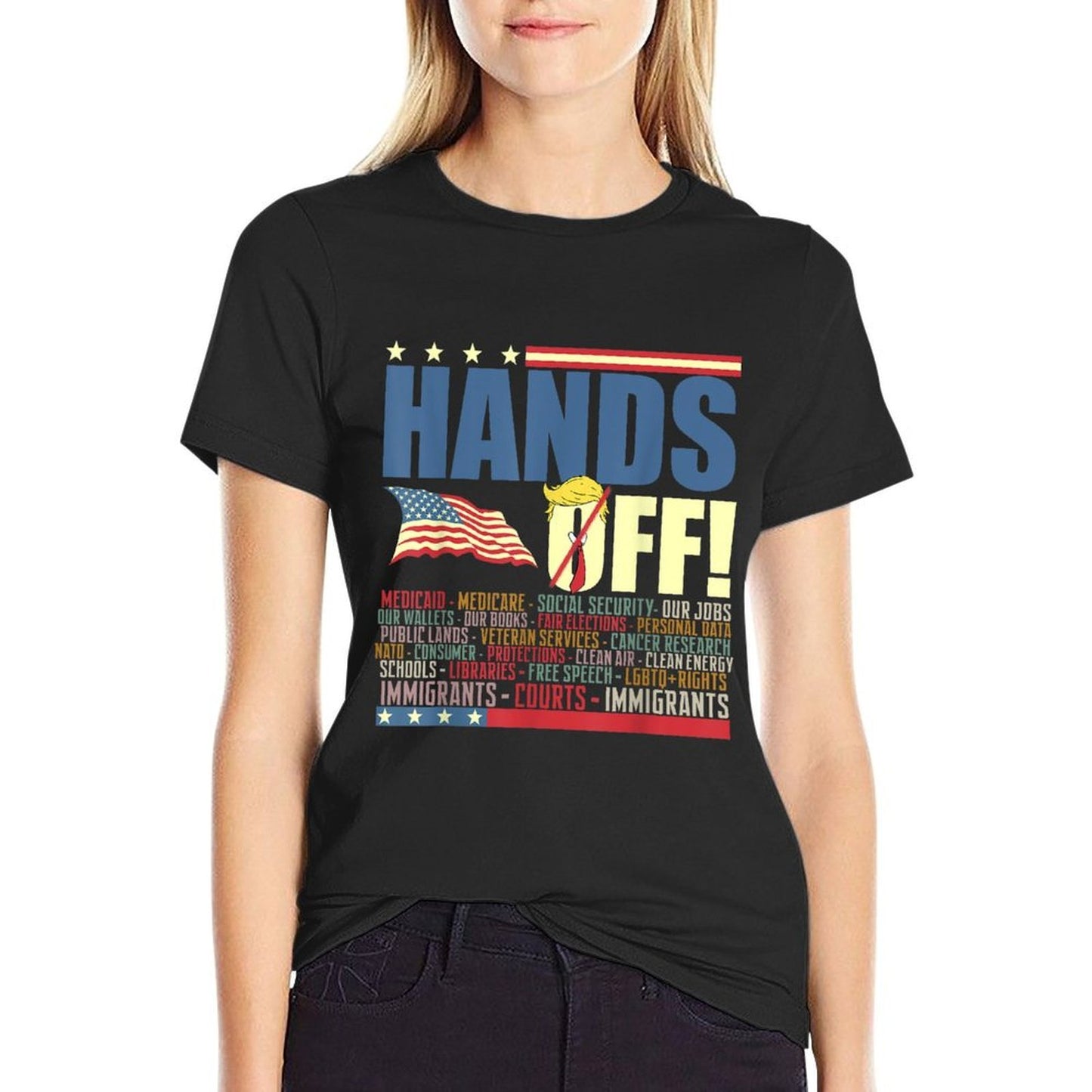Resist Hands Off Protest Anti Trump Trendy Pattern T-Shirt