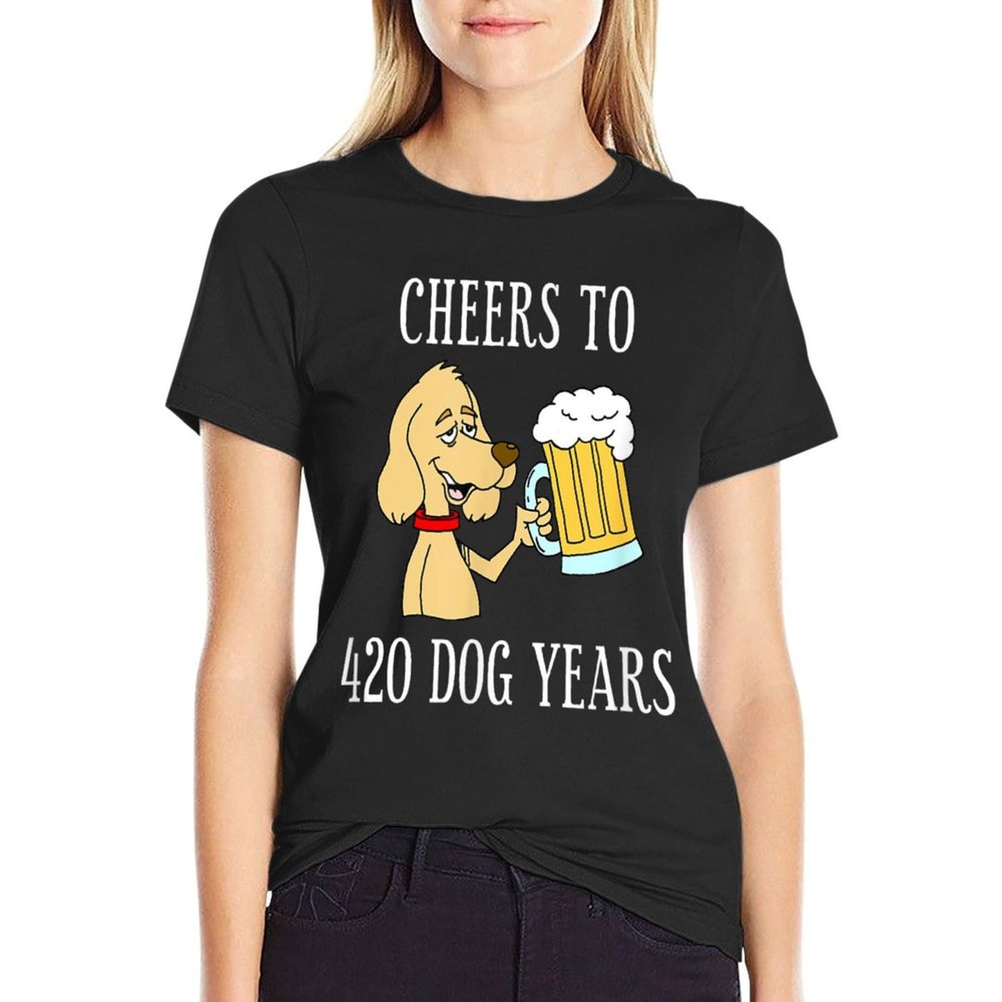 Cheers To 420 Dog Years Cartoon Beer Funny 60th Birthday Comfortable T-Shirt