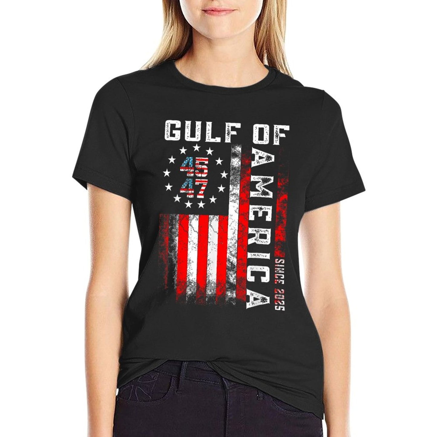 Gulf Of Usa America Funny Vintage Usa Flag Relaxed-fit T-Shirt