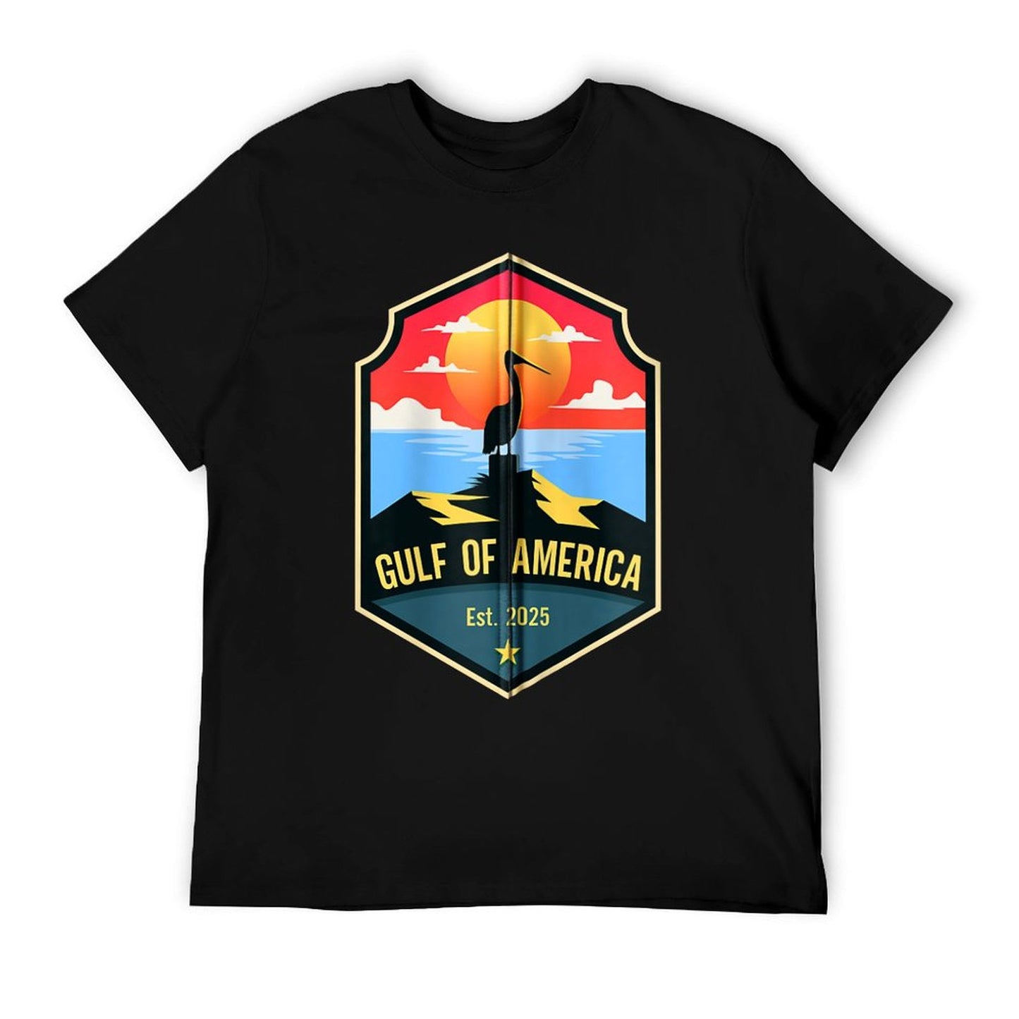 Retro Gulf Of USA America Est 2025 American Flag Gulf Mexico Zip Heathered Texture T-Shirt