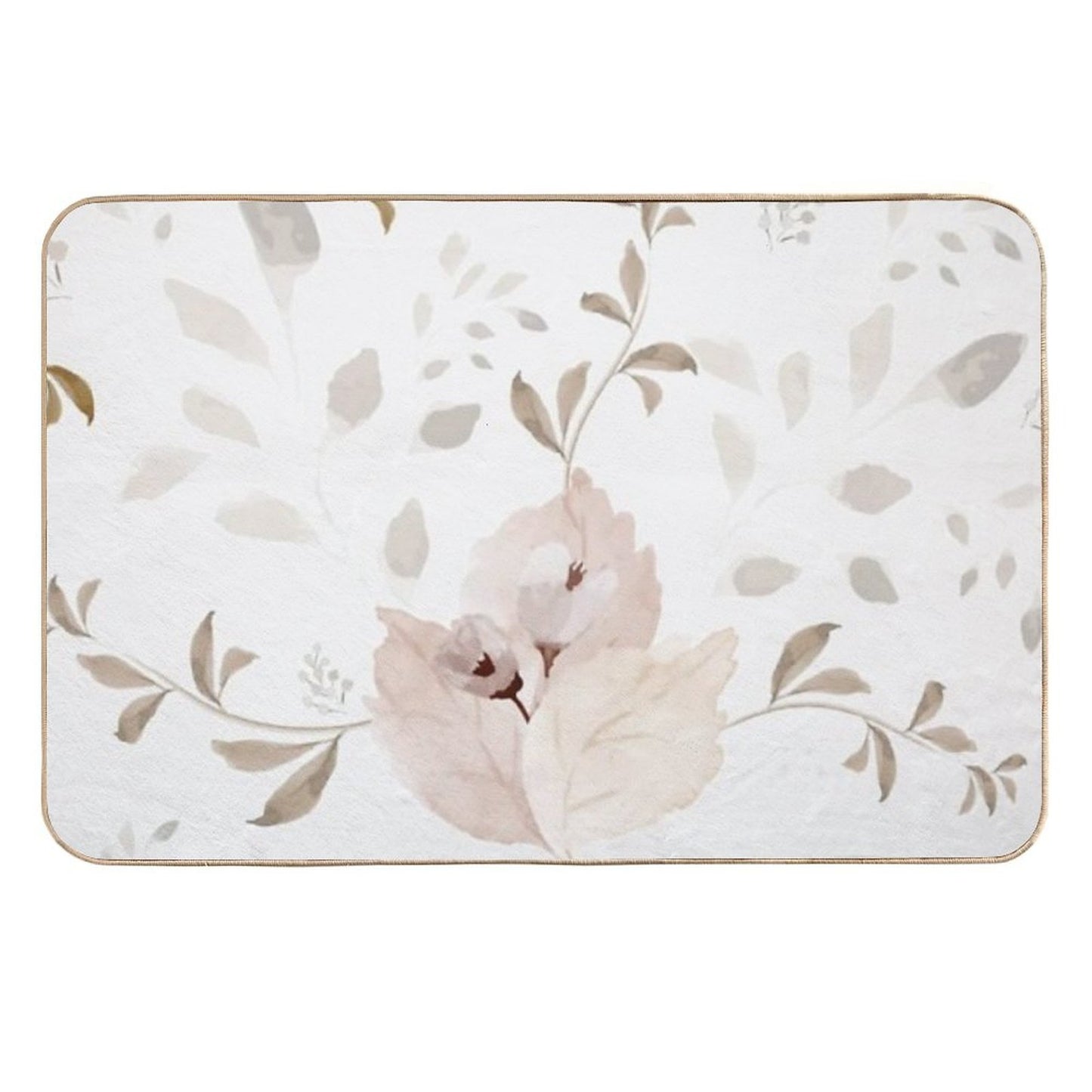 Neutral Watercolor Flower Pattern Long-Lasting Bath Mat